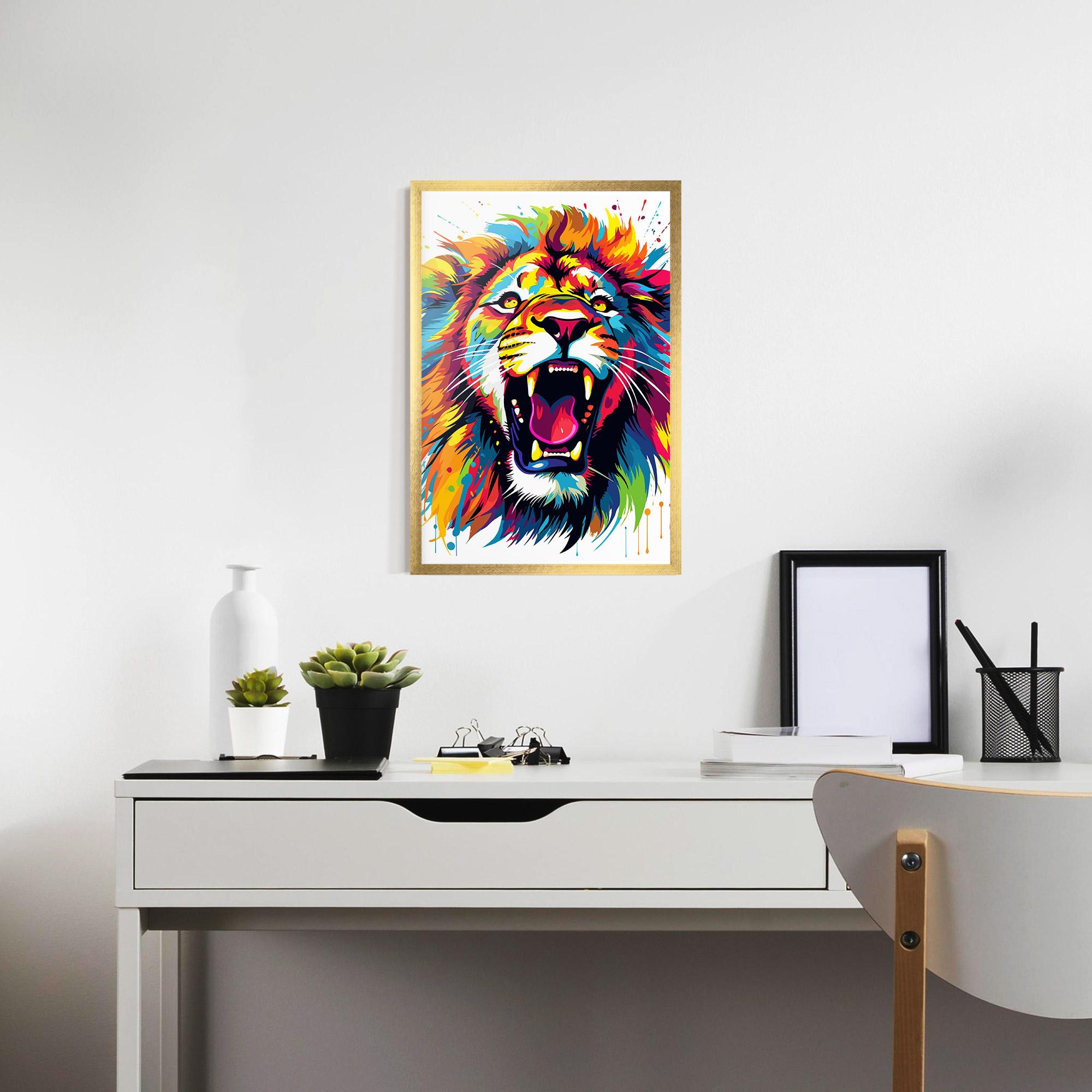 Keretezett Poszter Angry Lion Mix mockup 7