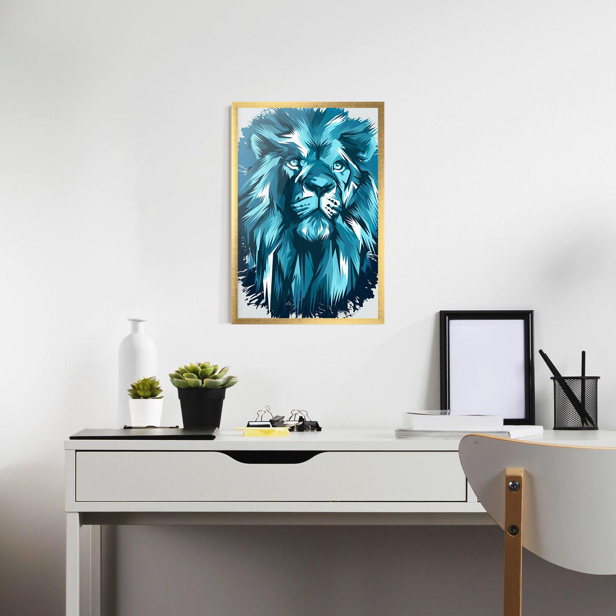 Keretezett Poszter Blue Lion Head mockup 7