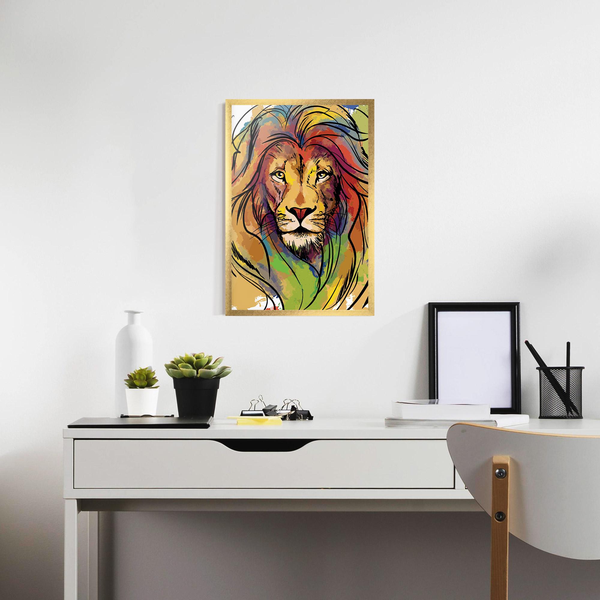 Keretezett Poszter Drawn Lion mockup 7