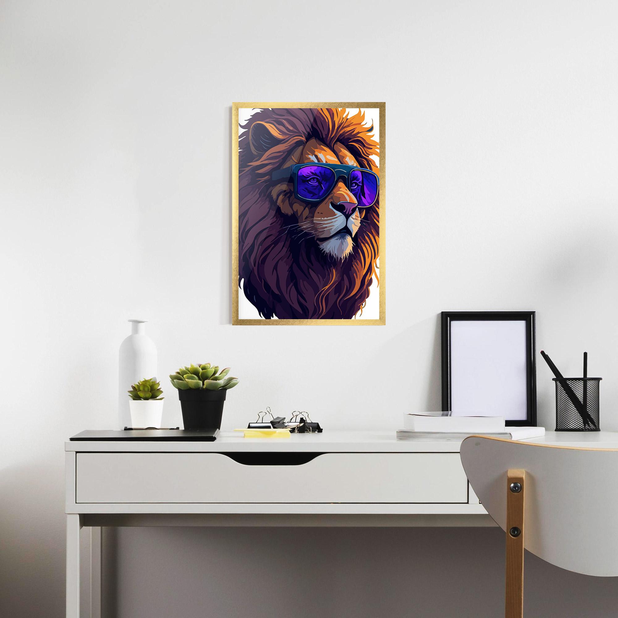 Keretezett Poszter Purple Glassesc Lion mockup 7
