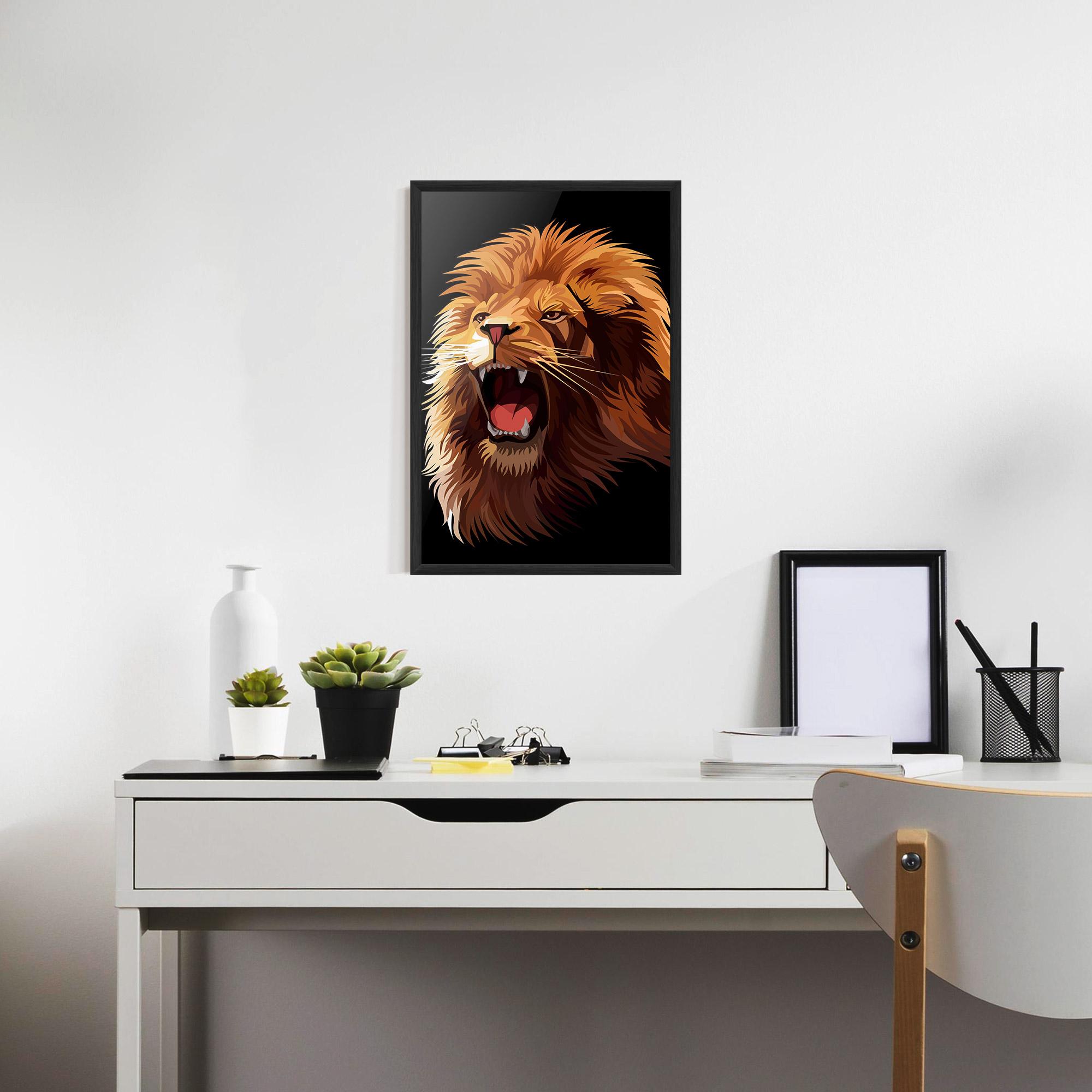Keretezett Poszter Angry Lion Head mockup 7