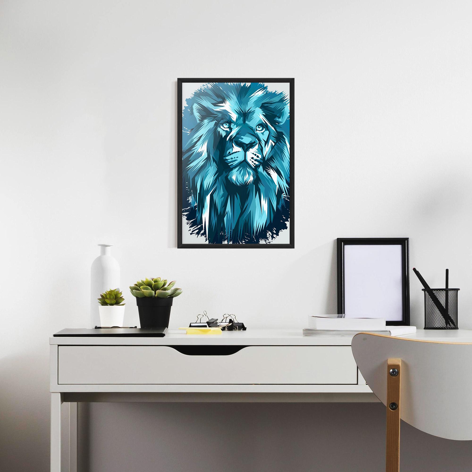 Keretezett Poszter Blue Lion Head mockup 7