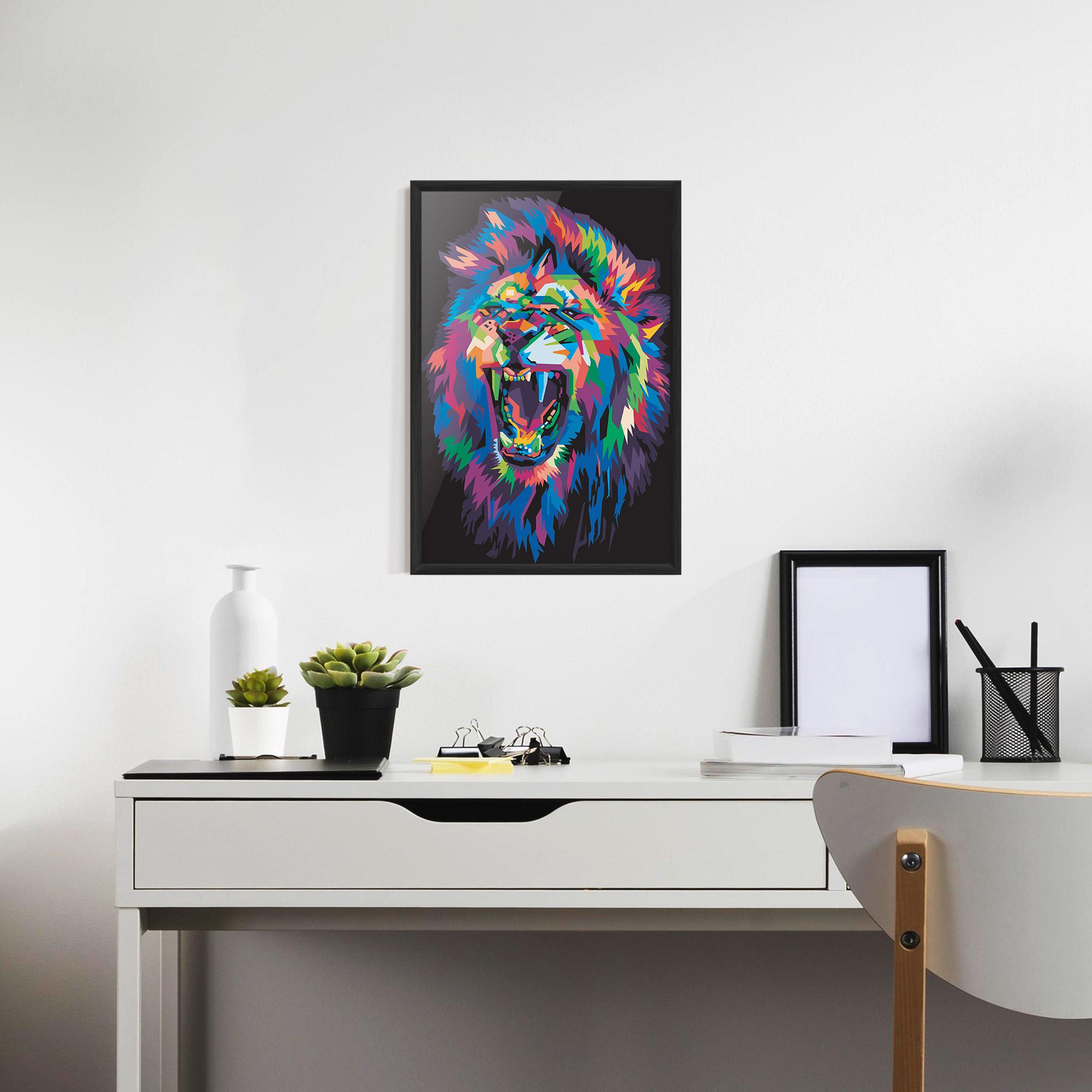 Keretezett Poszter Colorful Lion Head mockup 7