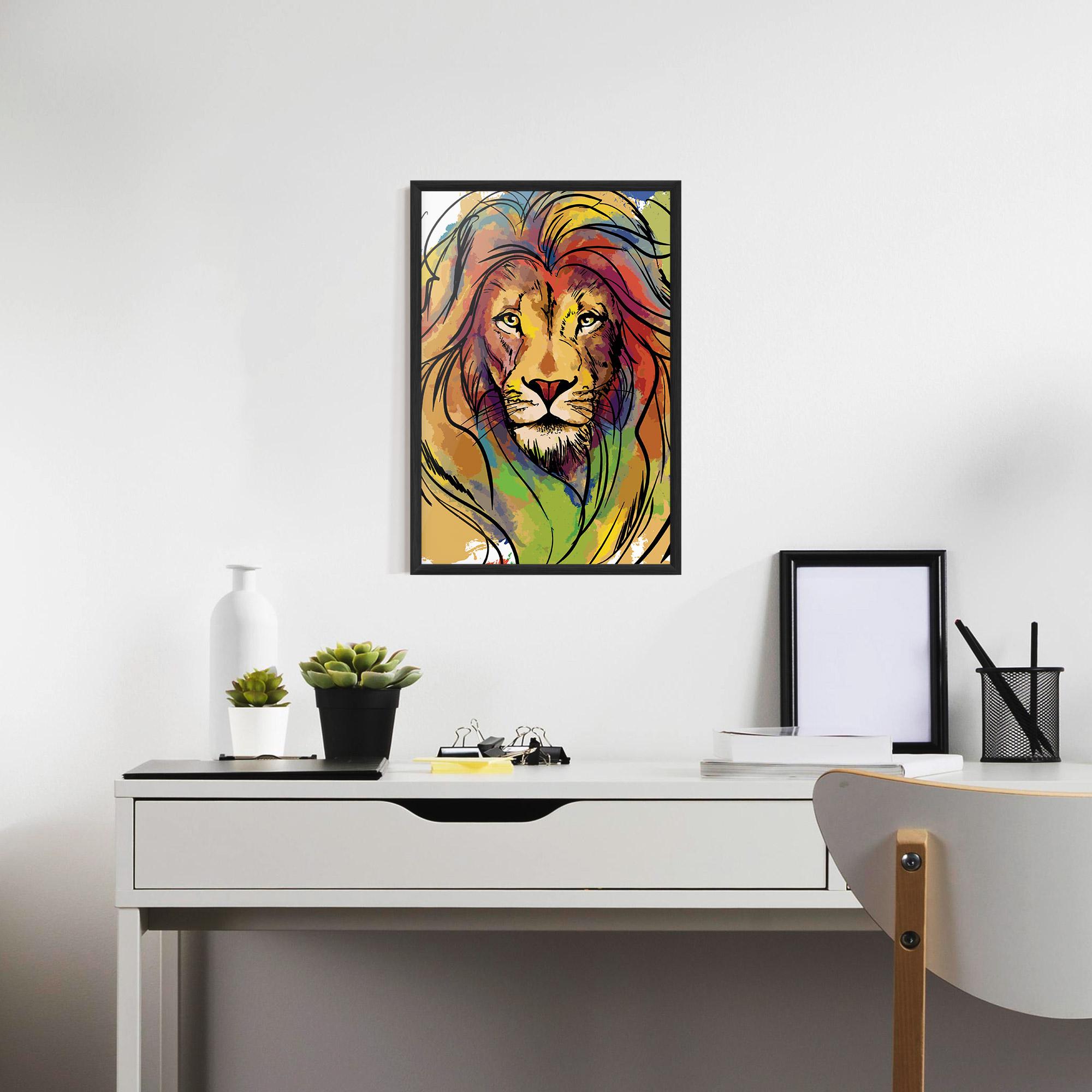 Keretezett Poszter Drawn Lion mockup 7