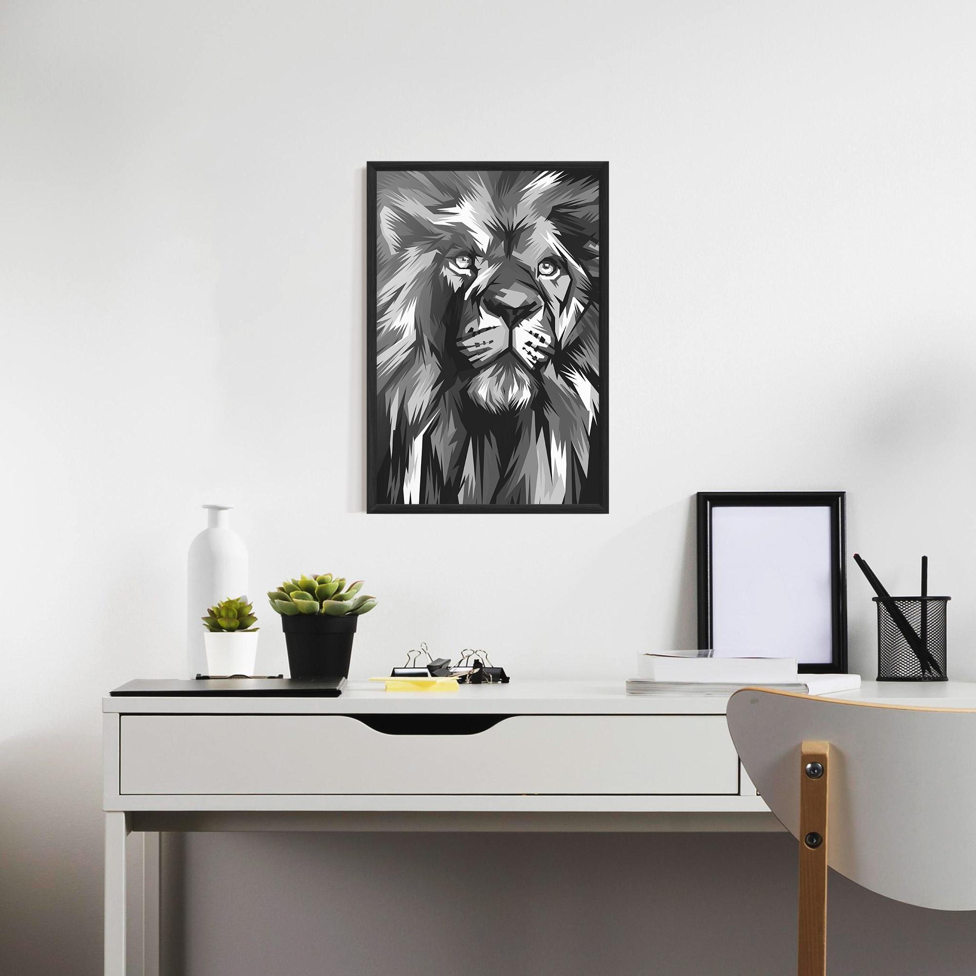 Keretezett Poszter Grey Head Lion mockup 7