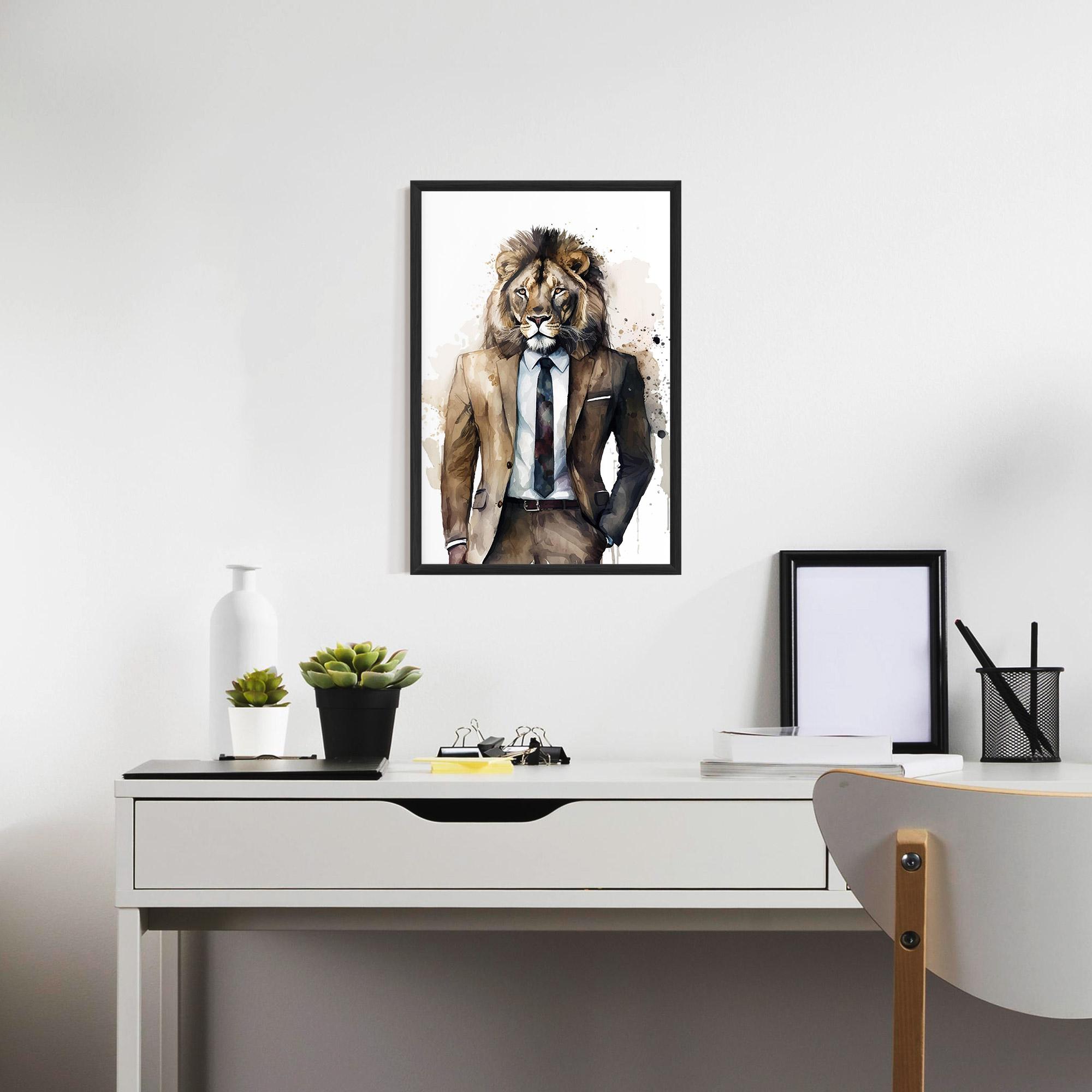 Keretezett Poszter Lion In Suit mockup 7