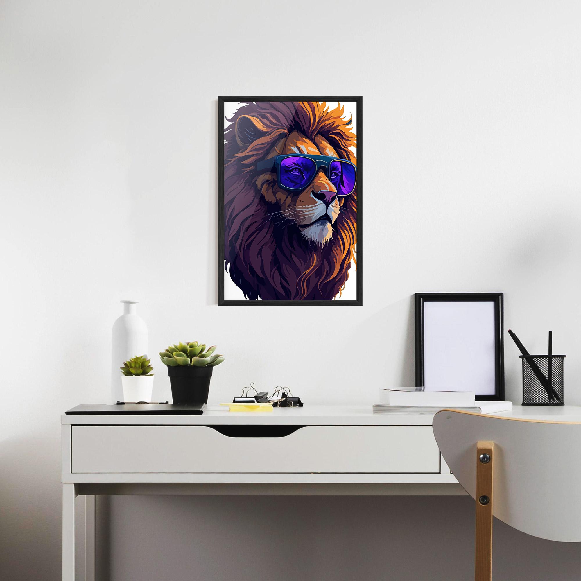Keretezett Poszter Purple Glassesc Lion mockup 7