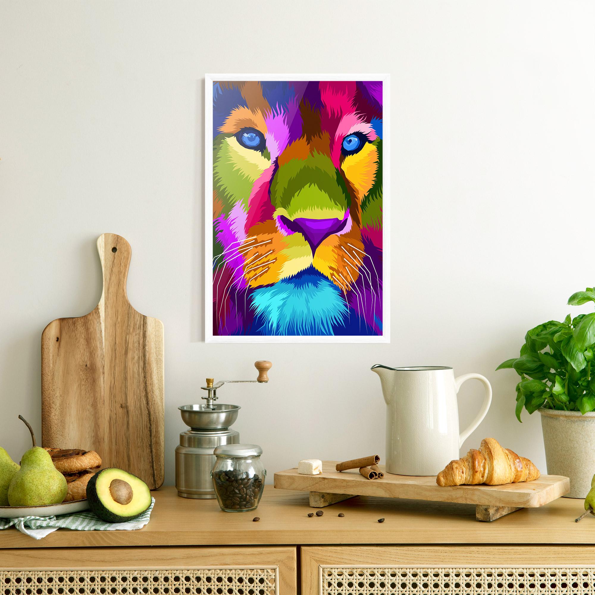 Keretezett Poszter Color Lion Close Up mockup 8