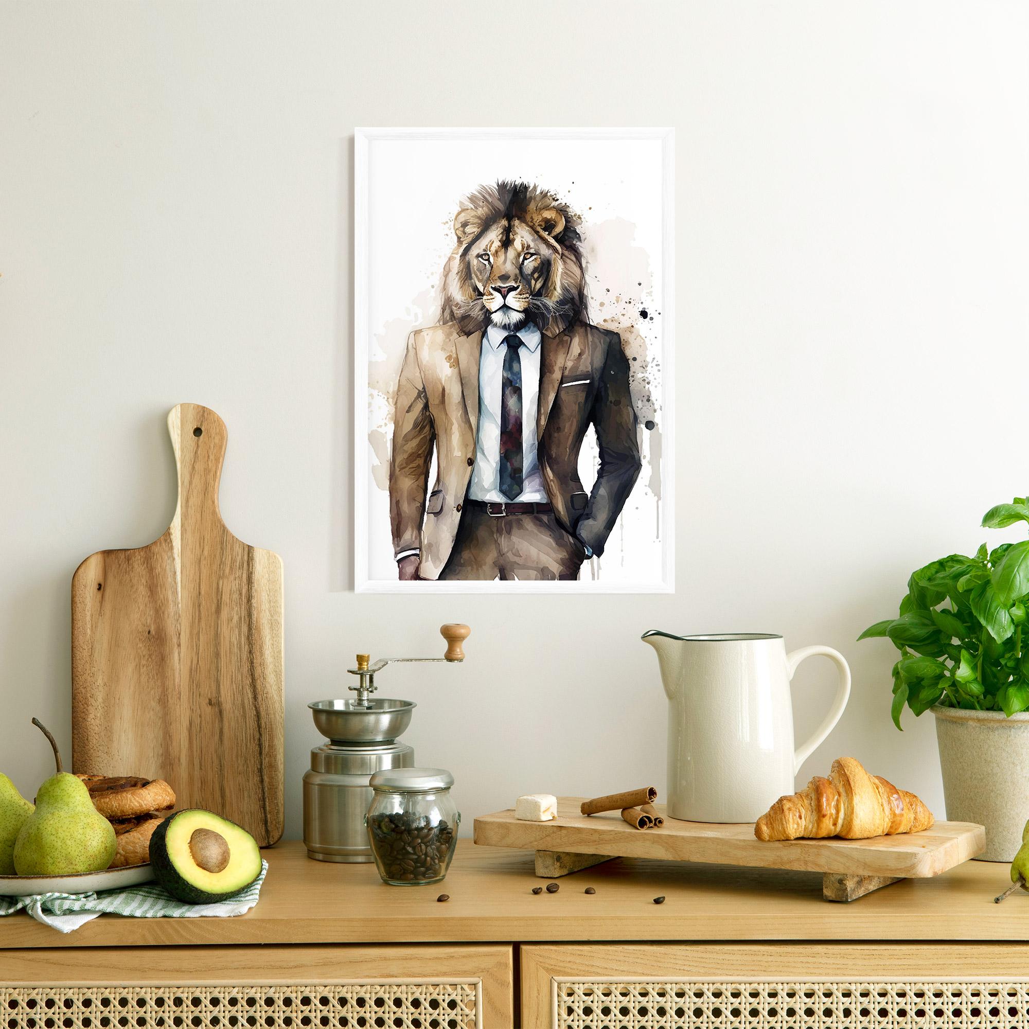 Keretezett Poszter Lion In Suit mockup 8