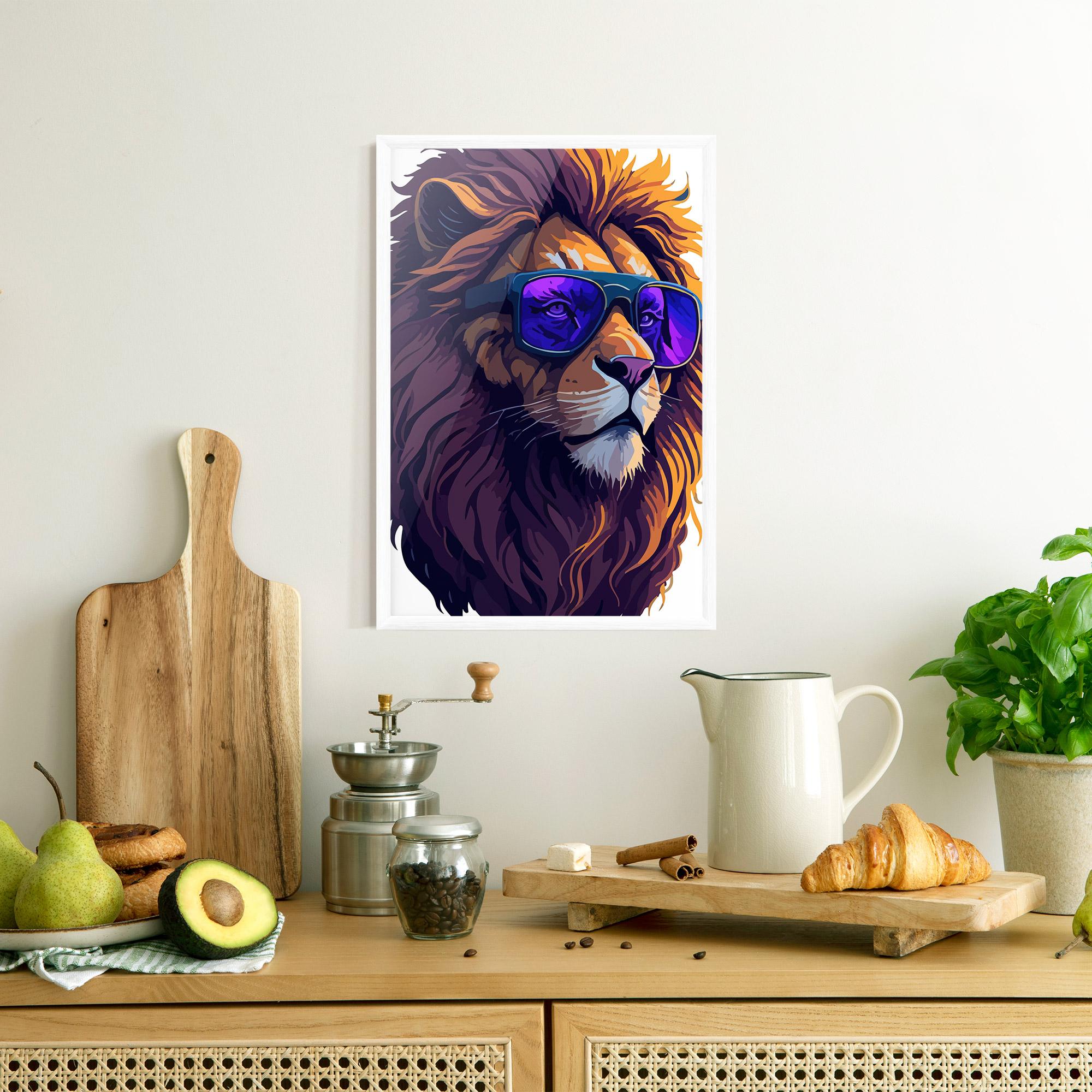 Keretezett Poszter Purple Glassesc Lion mockup 8