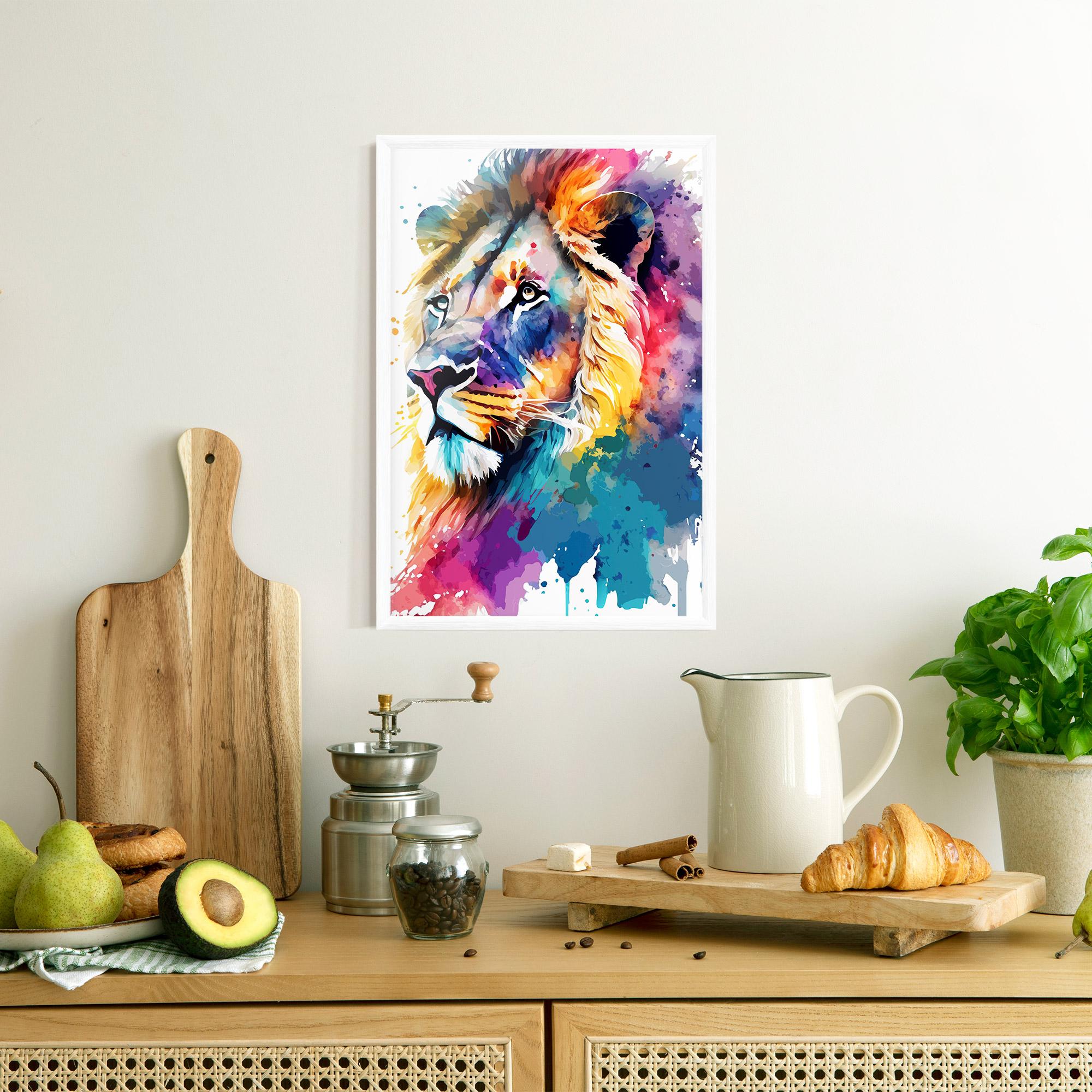 Keretezett Poszter Vibrant Color Lion mockup 8