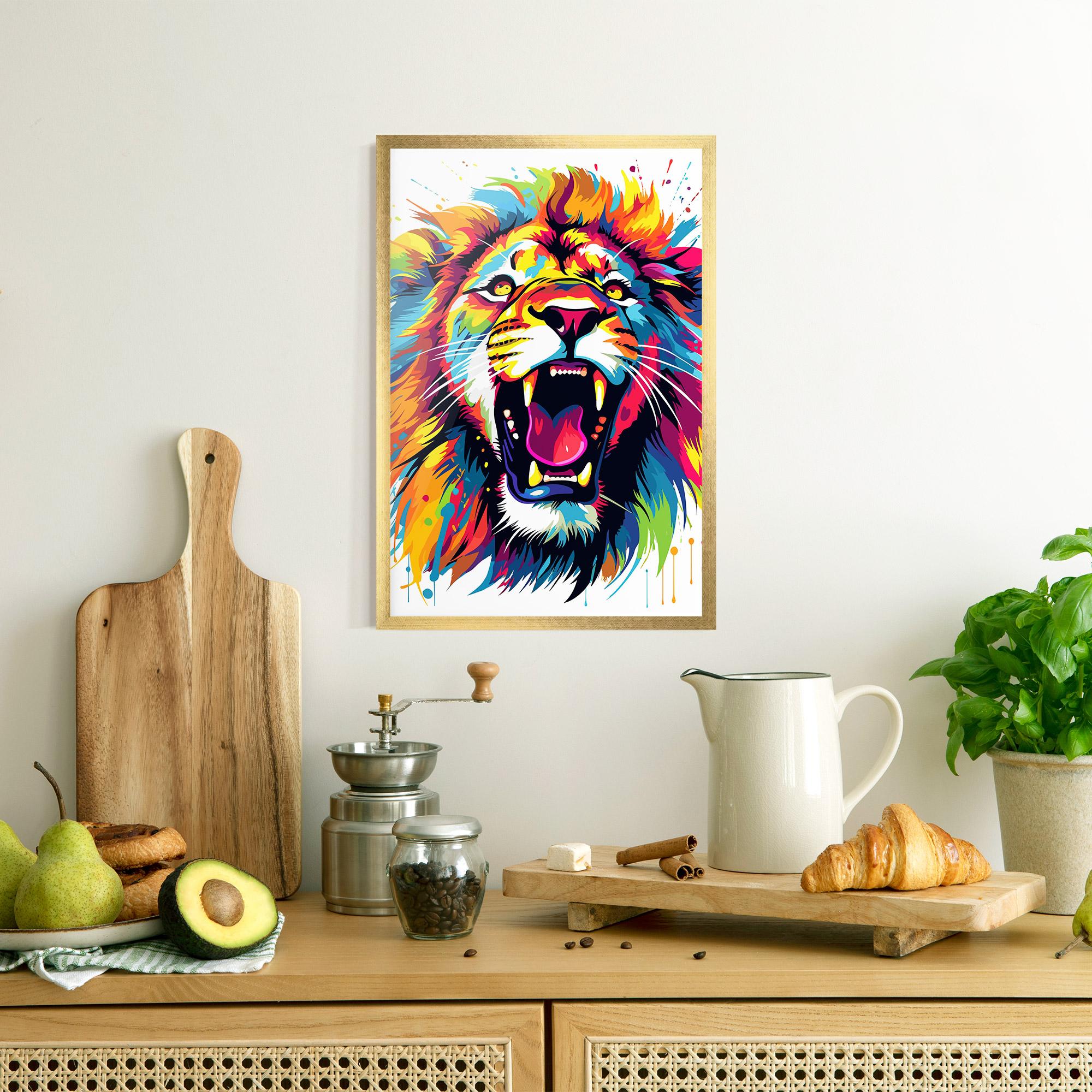 Keretezett Poszter Angry Lion Mix mockup 8