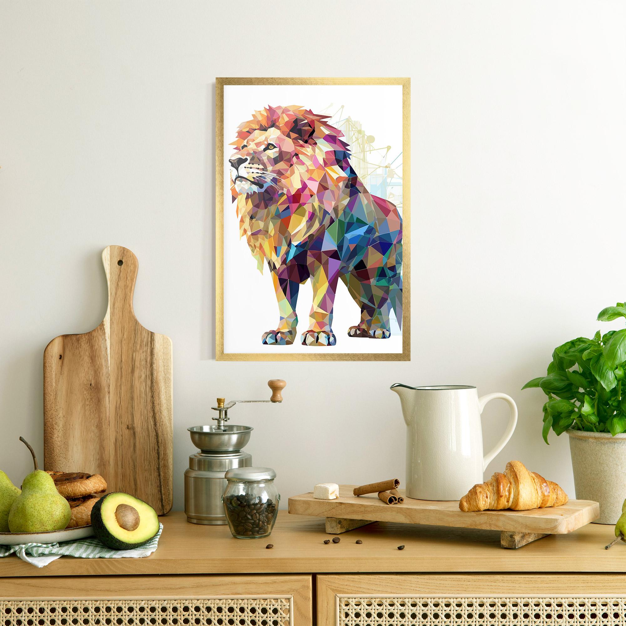 Keretezett Poszter Artistic Lion mockup 8