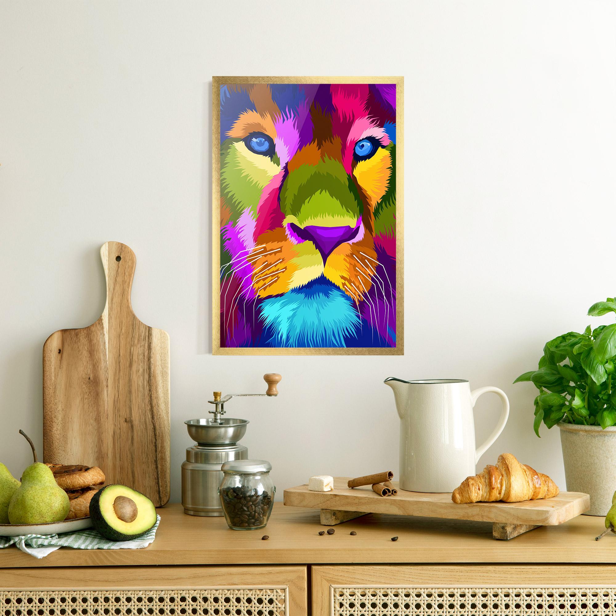 Keretezett Poszter Color Lion Close Up mockup 8