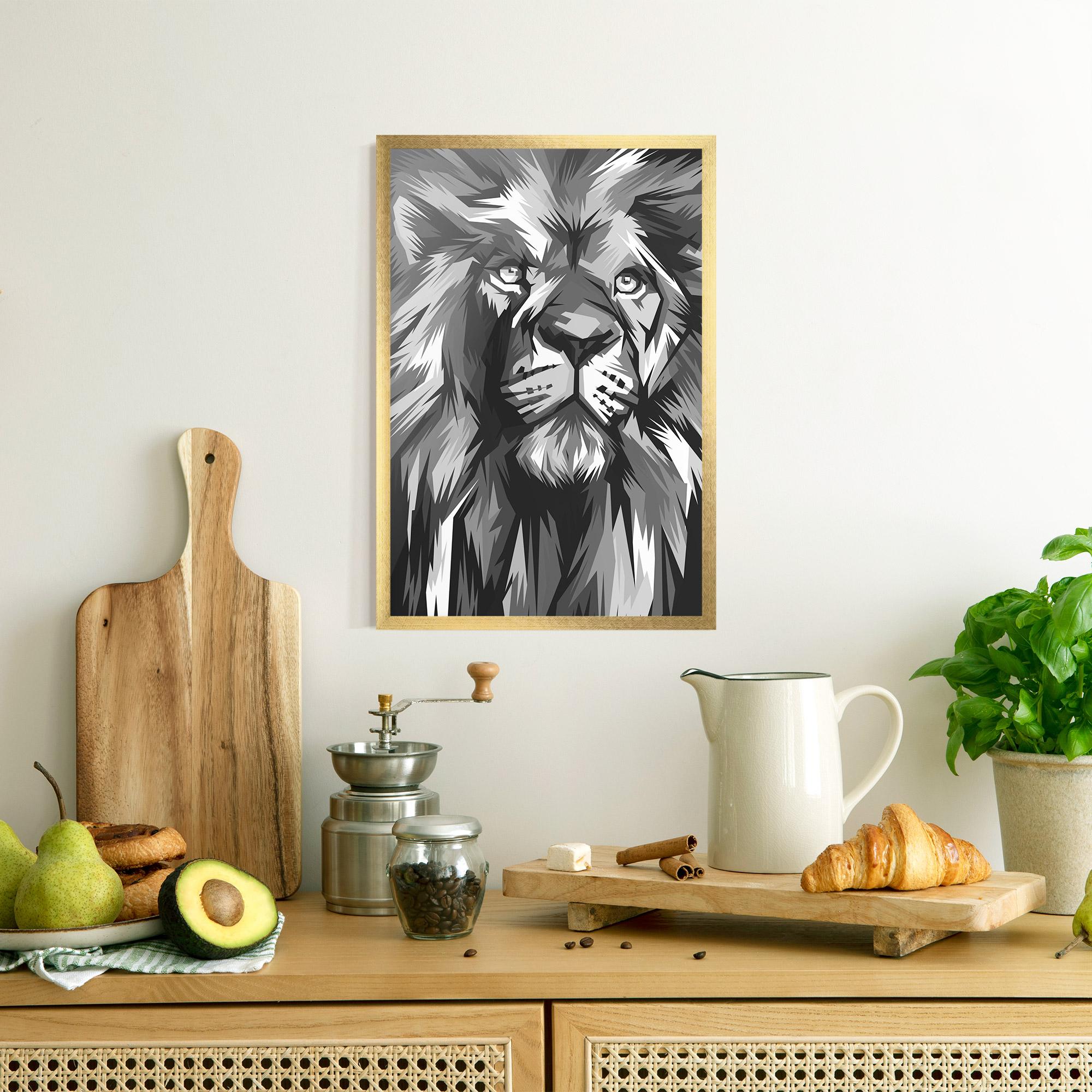 Keretezett Poszter Grey Head Lion mockup 8