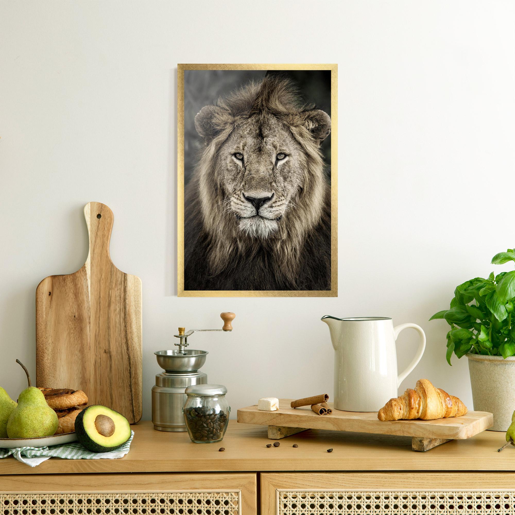 Keretezett Poszter Lion Close Up mockup 8
