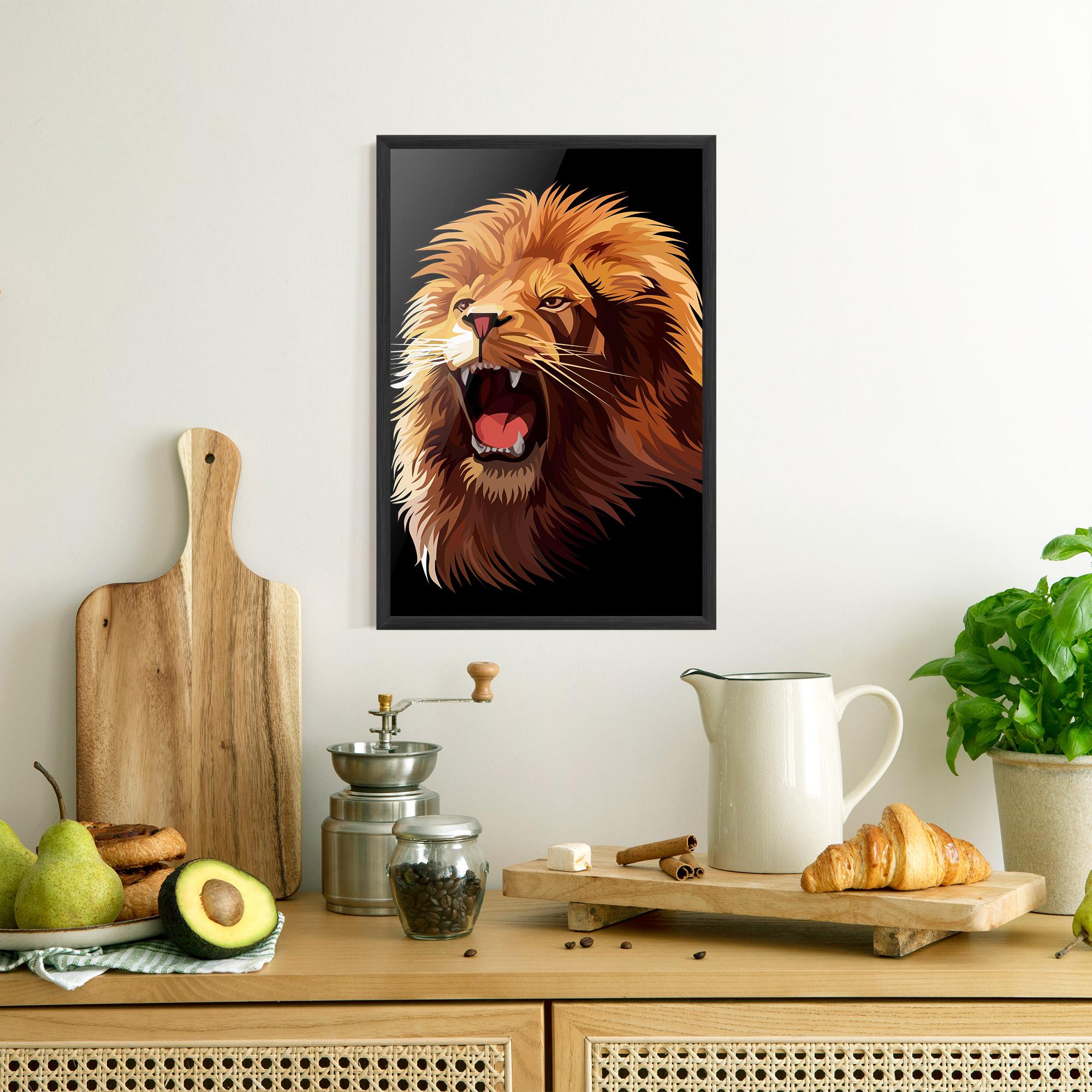 Keretezett Poszter Angry Lion Head mockup 8