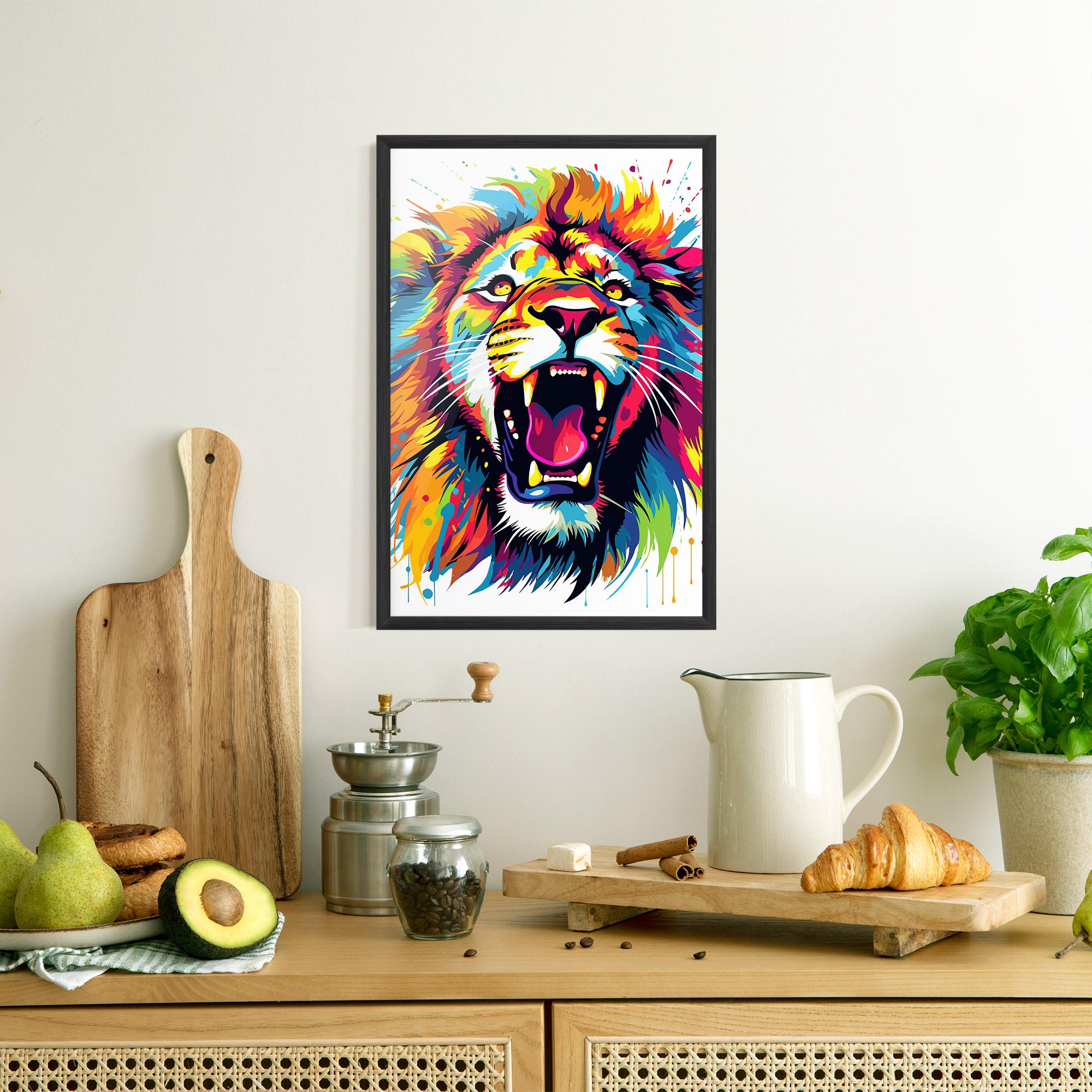 Keretezett Poszter Angry Lion Mix mockup 8