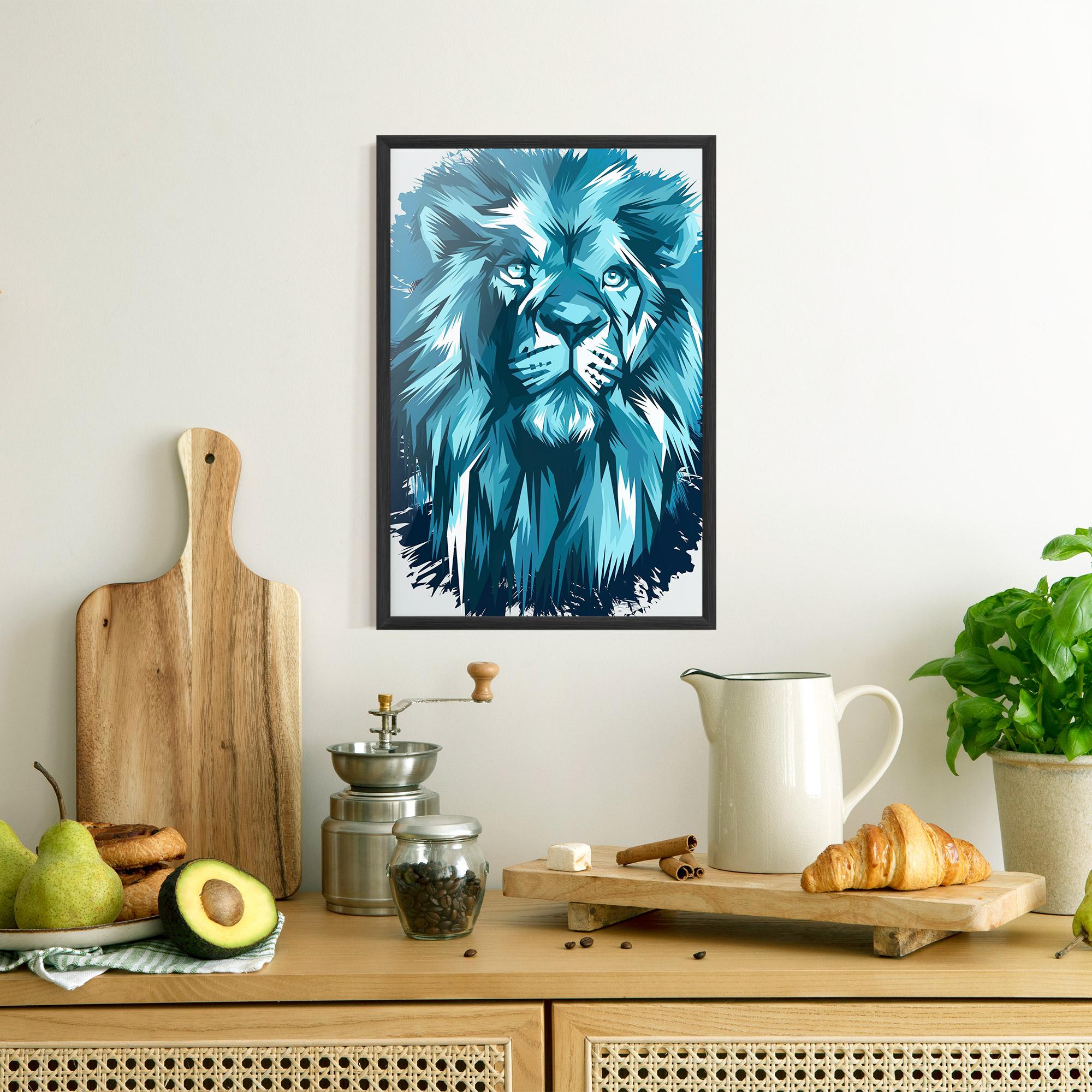 Keretezett Poszter Blue Lion Head mockup 8