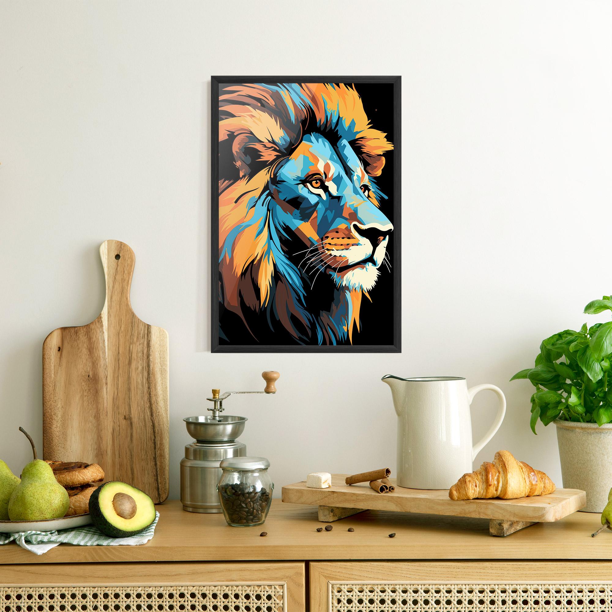 Keretezett Poszter Blue Yellow Lion mockup 8