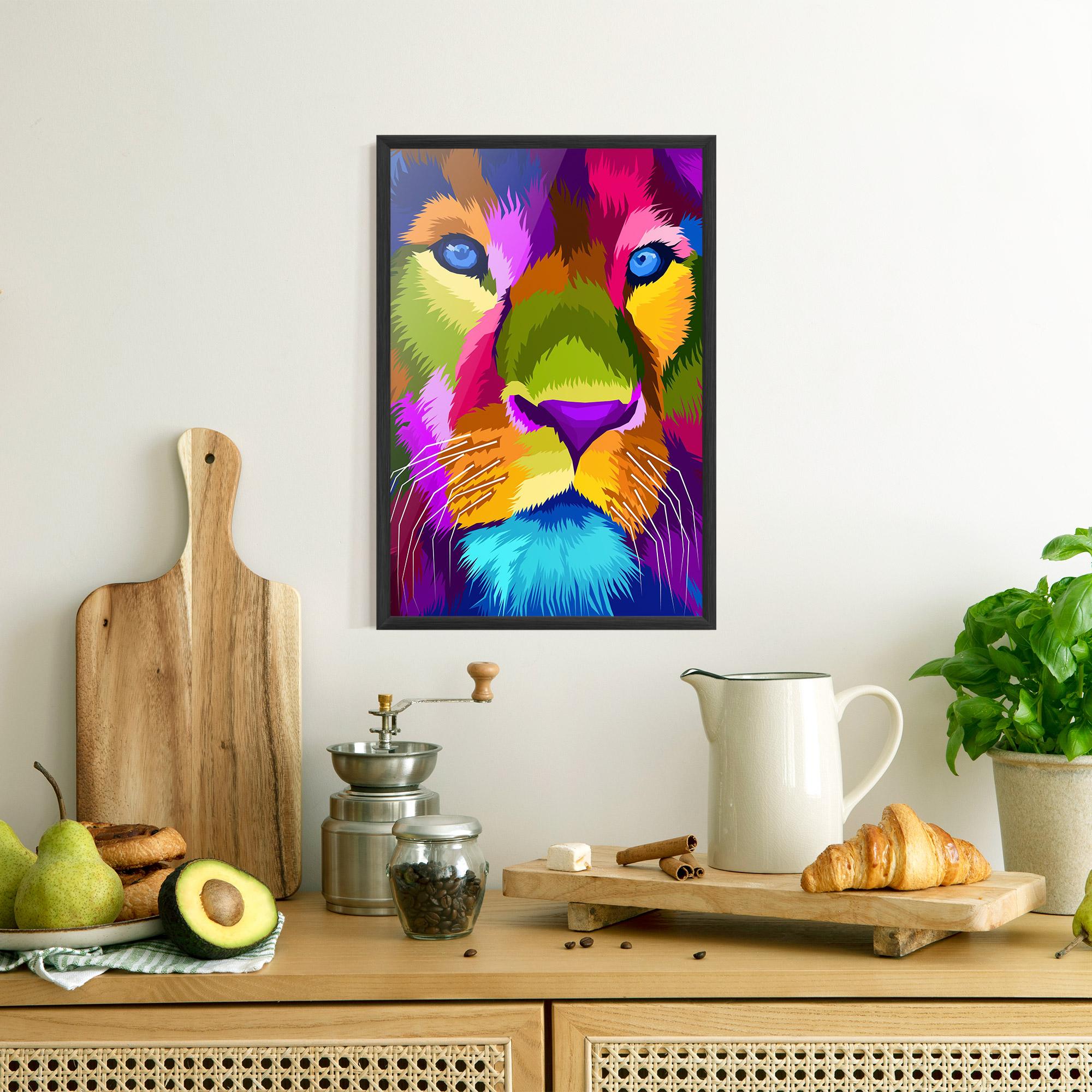 Keretezett Poszter Color Lion Close Up mockup 8