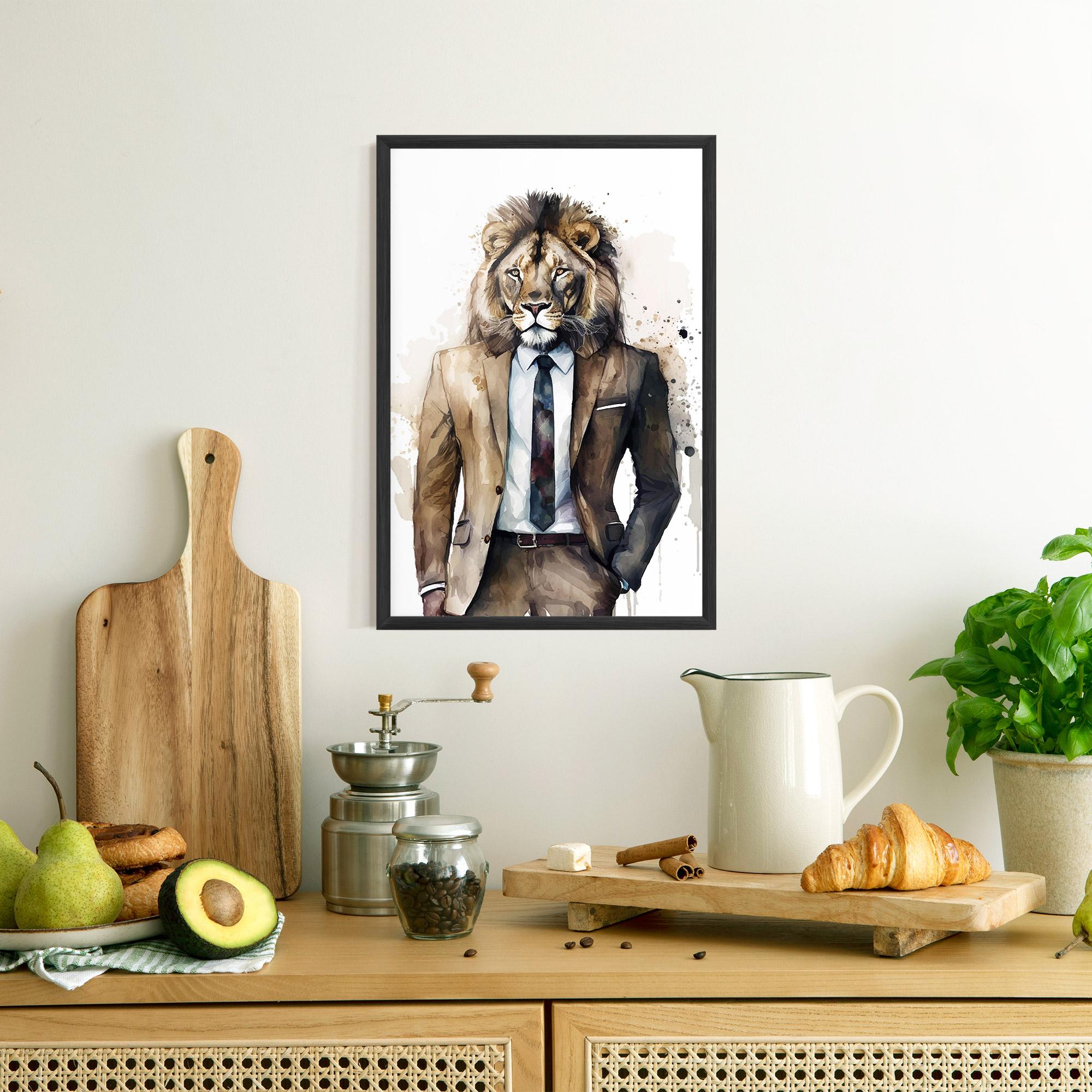 Keretezett Poszter Lion In Suit mockup 8
