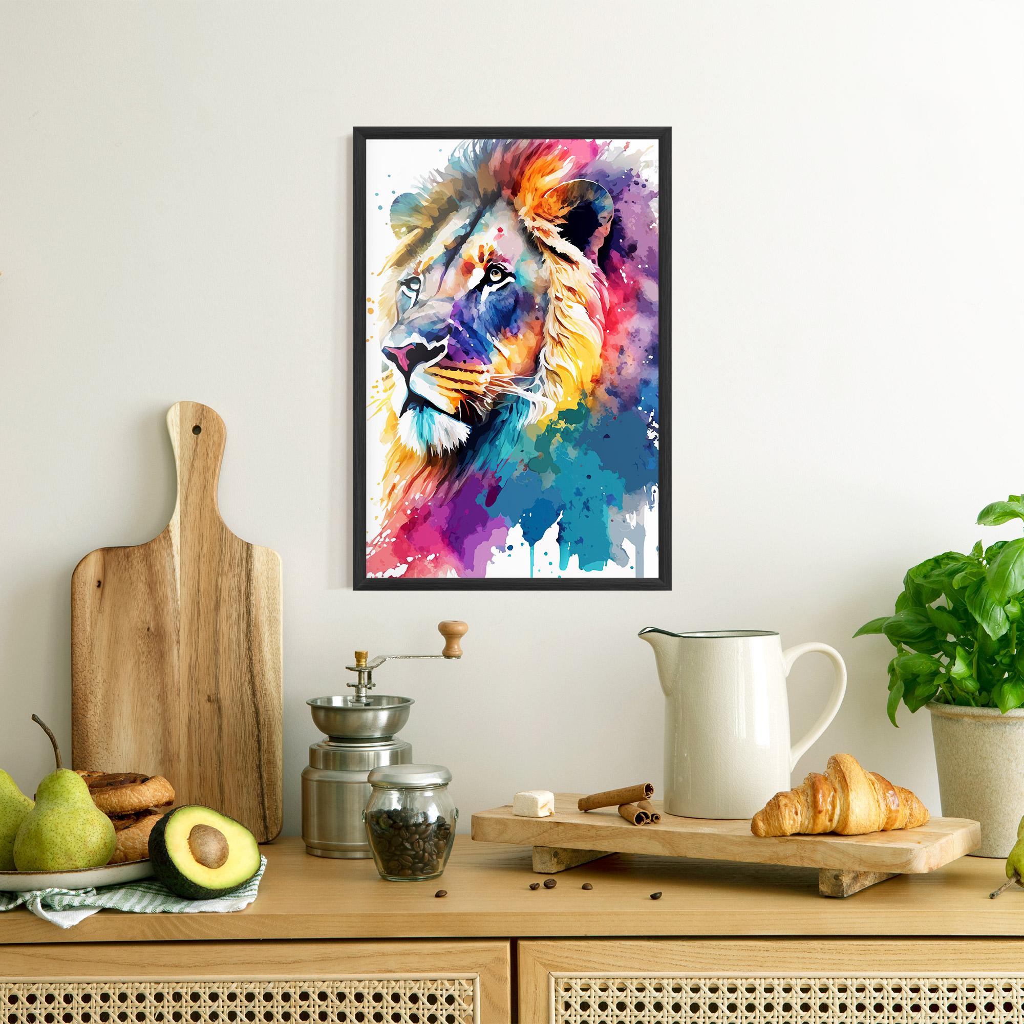 Keretezett Poszter Vibrant Color Lion mockup 8