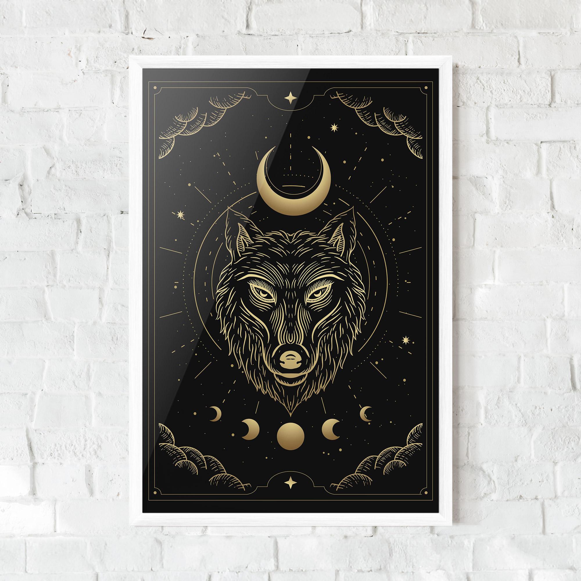 Keretezett Poszter Gold Line Wolf mockup 0