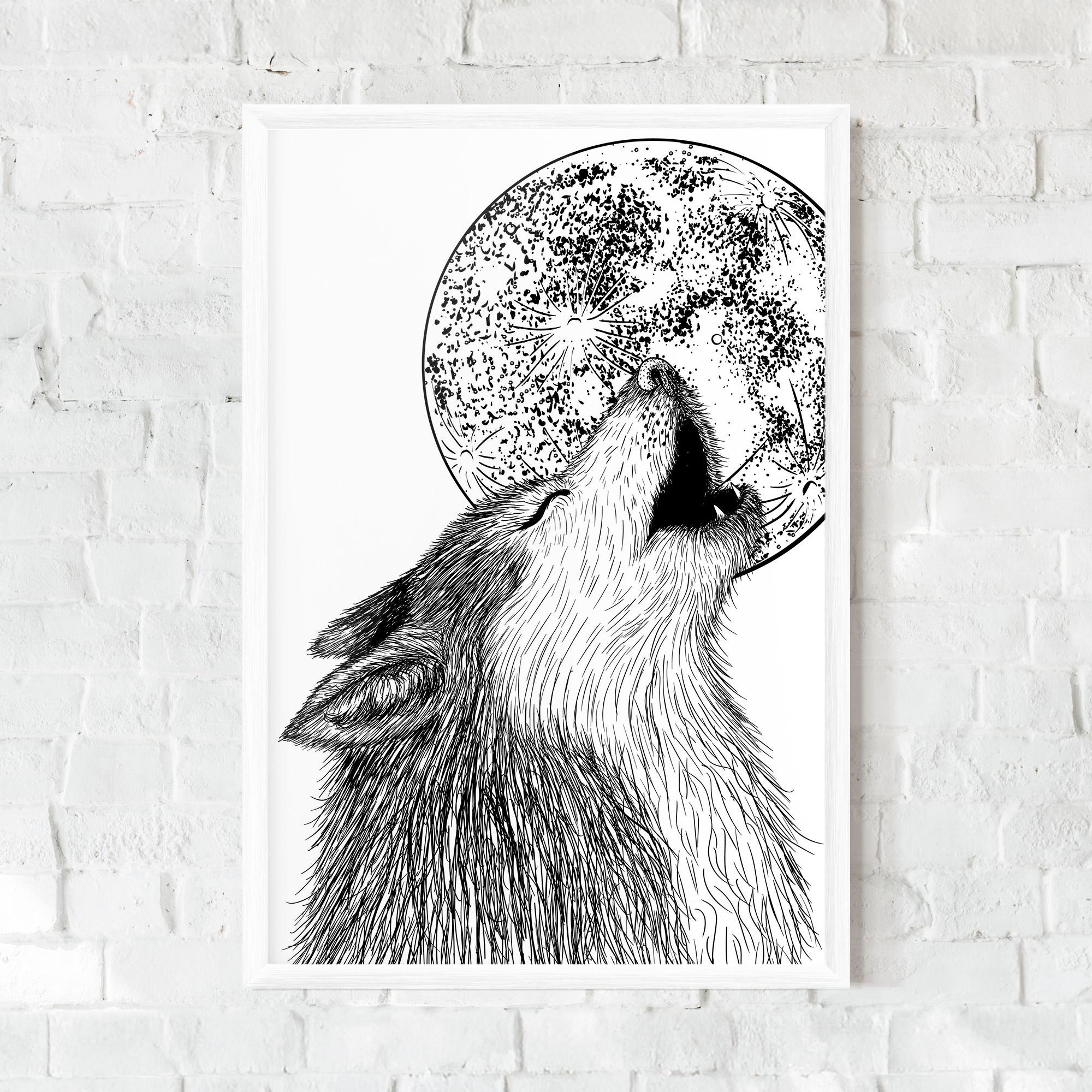 Keretezett Poszter Pretty Moon Wolf mockup 0