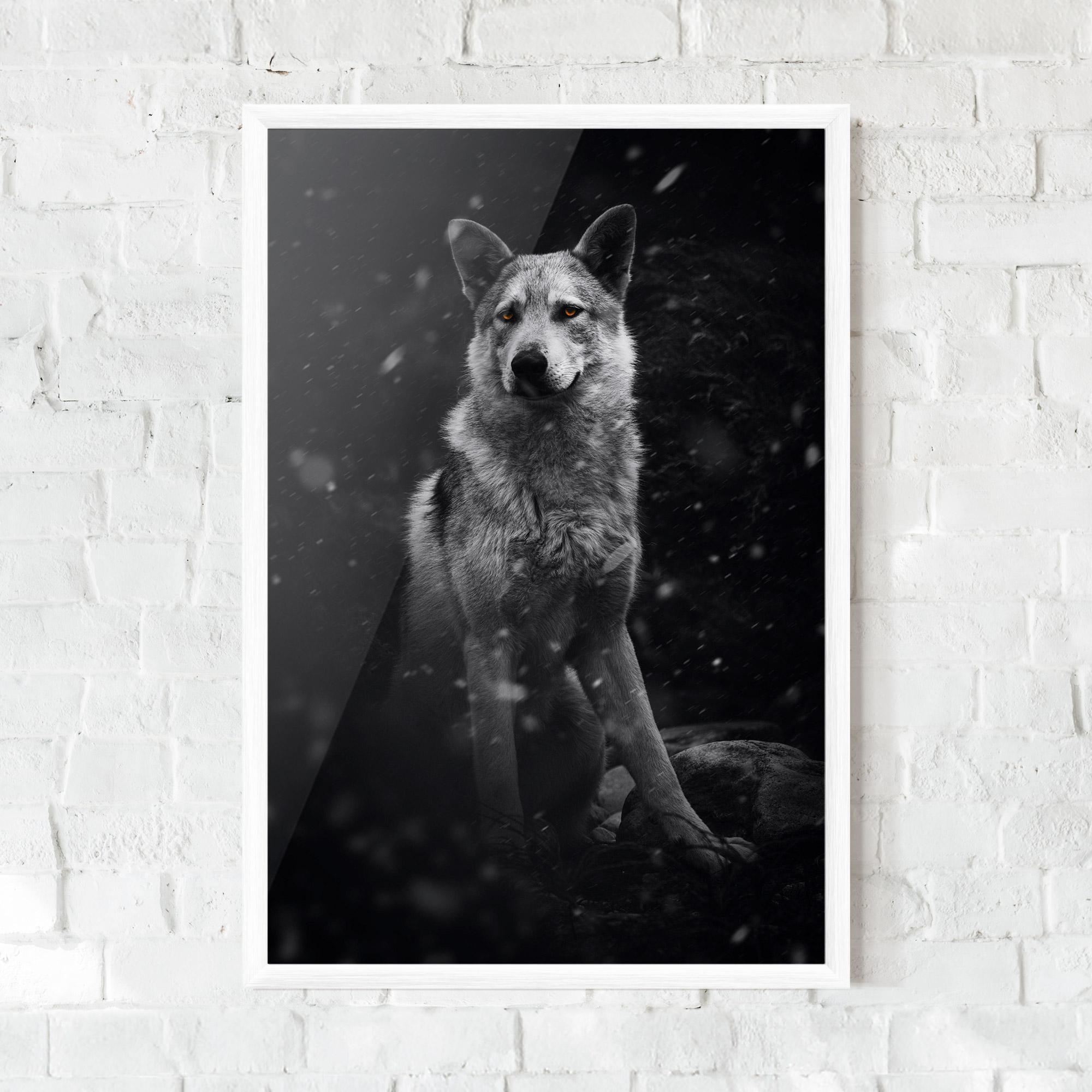 Keretezett Poszter Sitting Wolf mockup 0