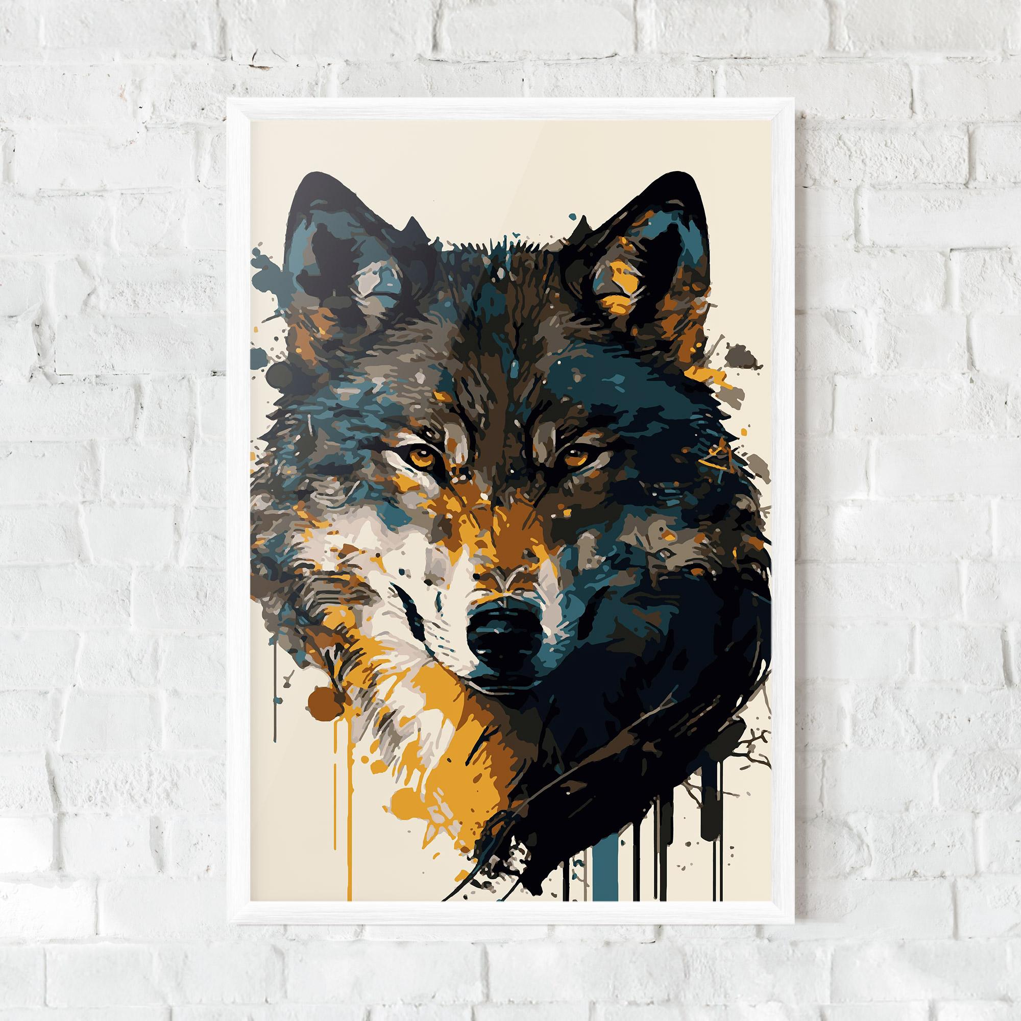 Keretezett Poszter Wolf Head Art mockup 0