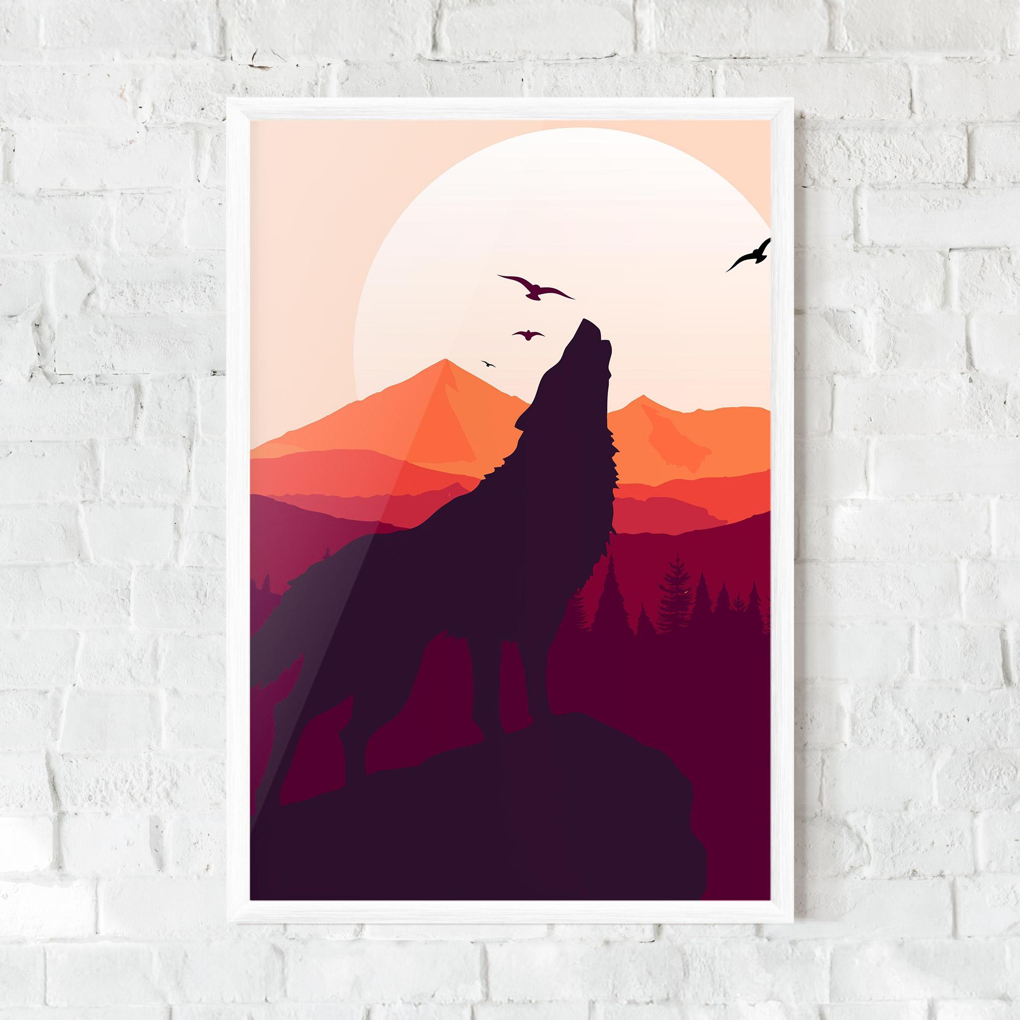 Keretezett Poszter Wolf Pink Moon mockup 0