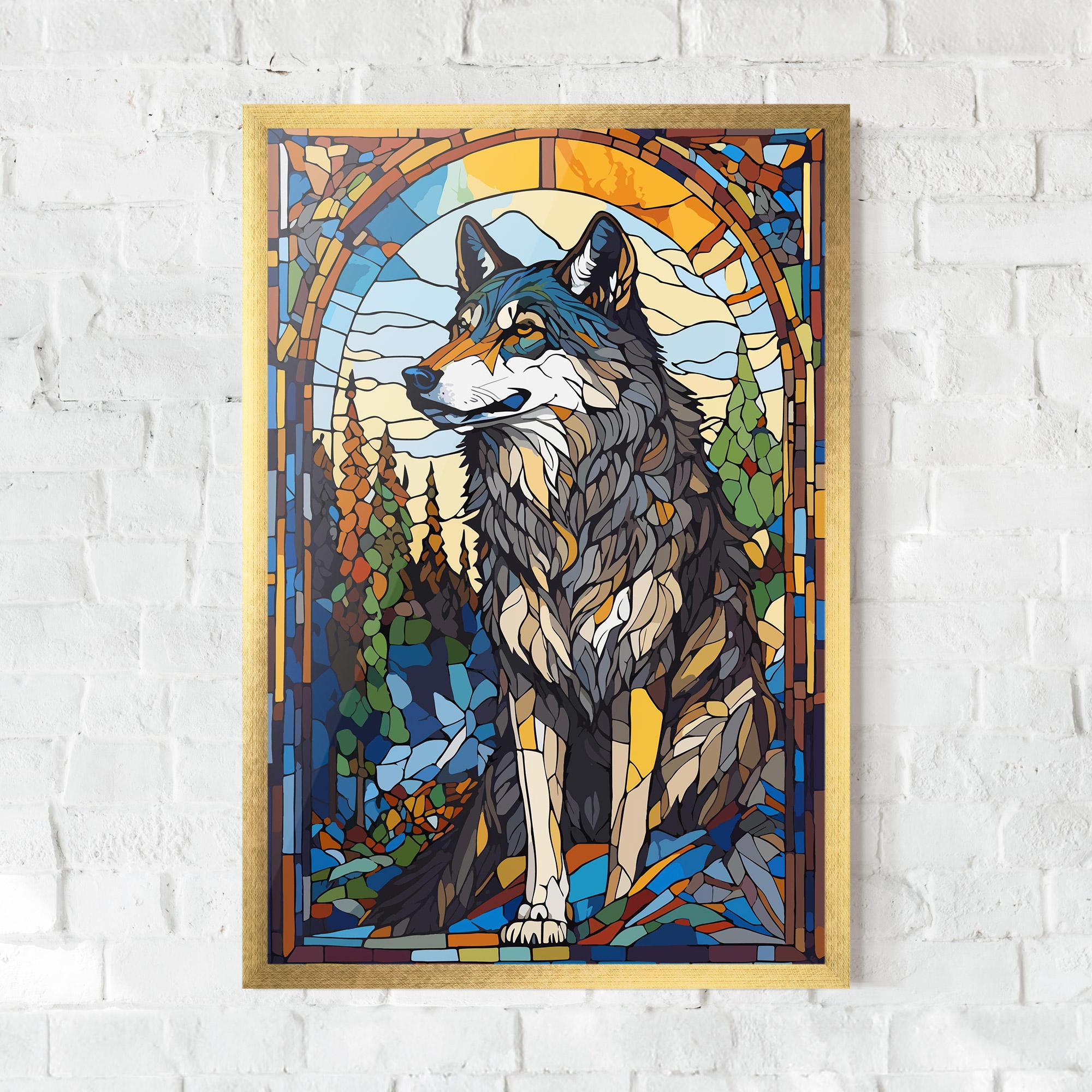 Keretezett Poszter Glass Wolf mockup 0