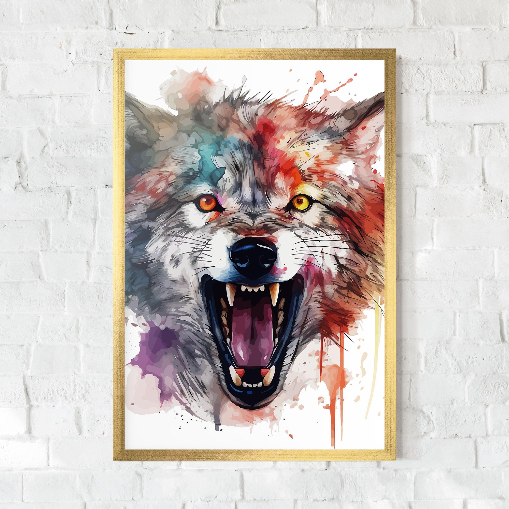Watercolor Angry Wolf mockup 0