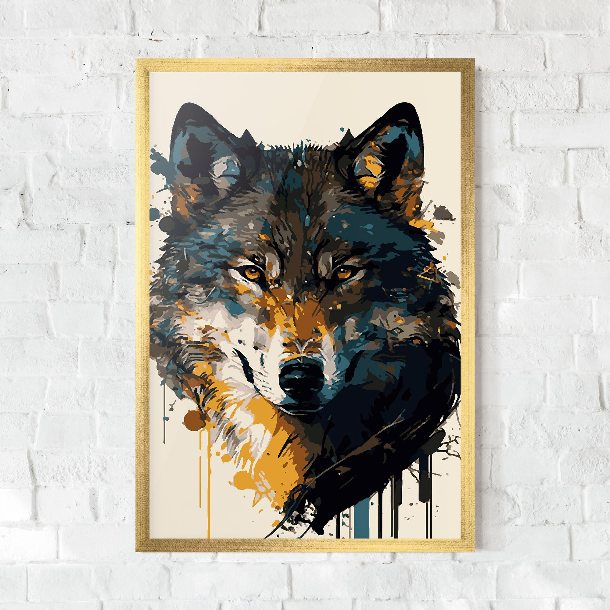 Keretezett Poszter Wolf Head Art mockup 0