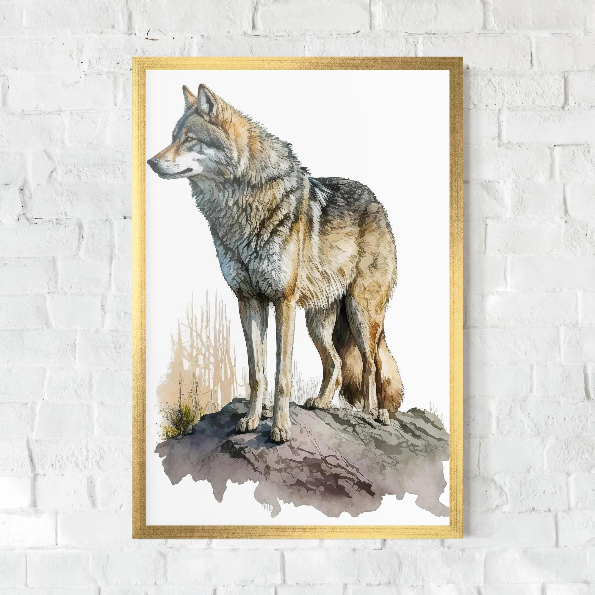 Keretezett Poszter Wolf On Rock mockup 0