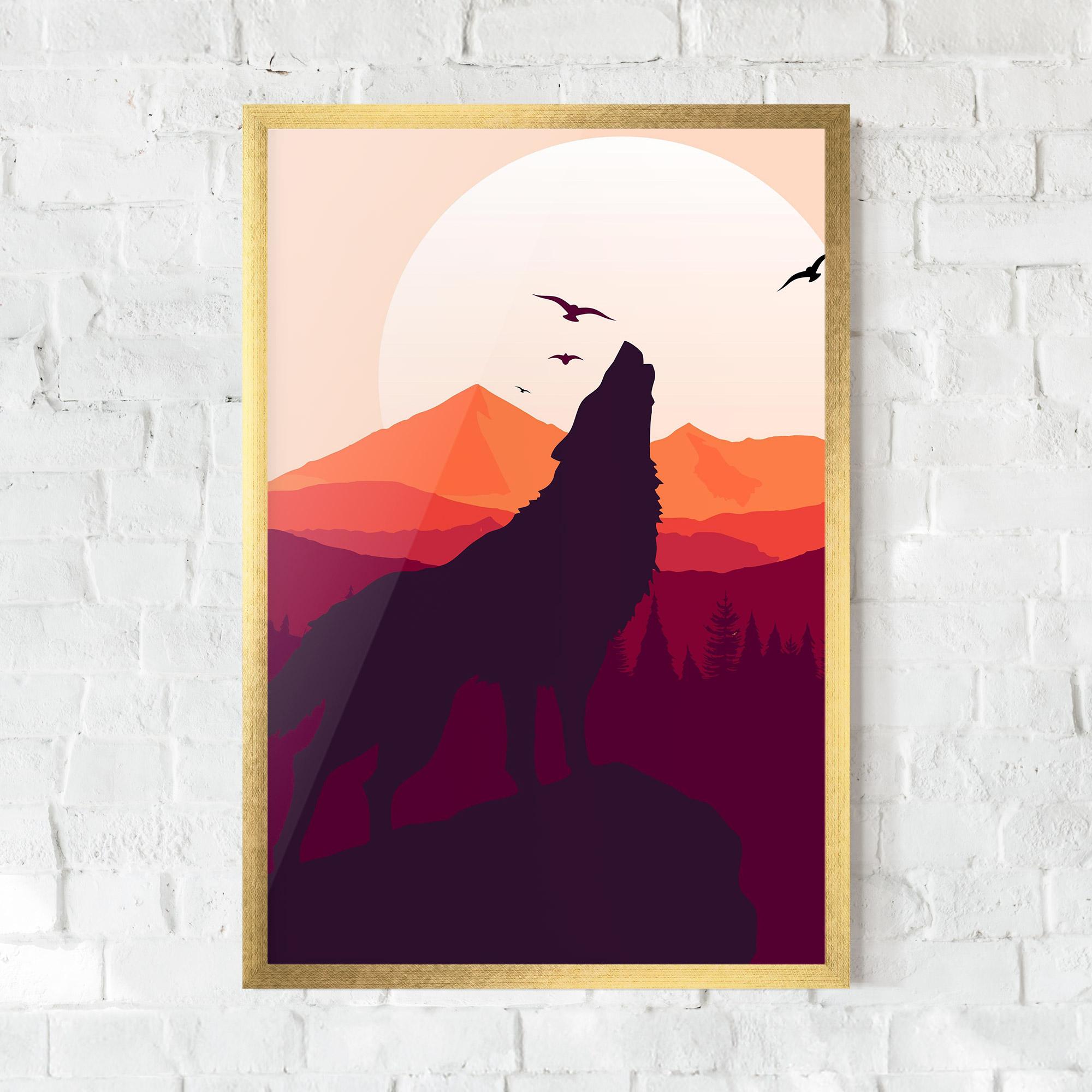Keretezett Poszter Wolf Pink Moon mockup 0