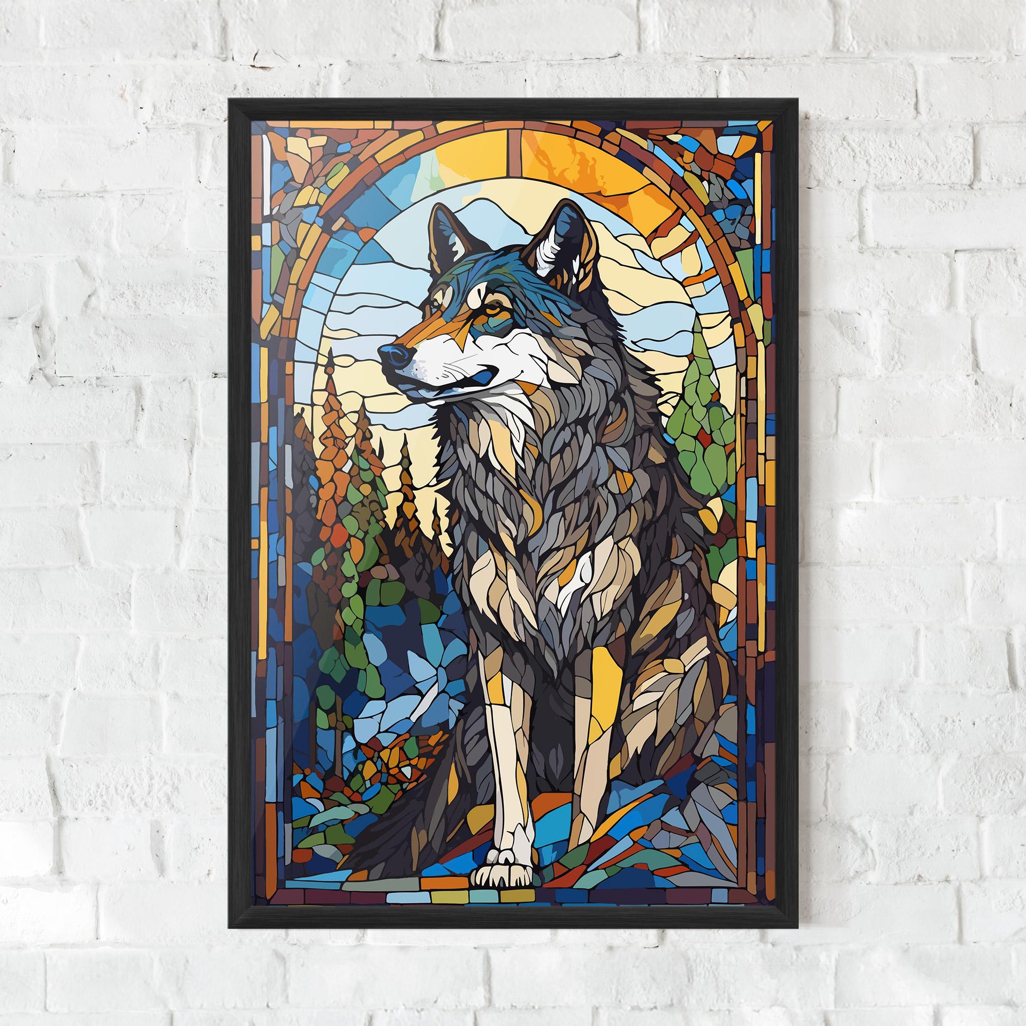 Keretezett Poszter Glass Wolf mockup 0