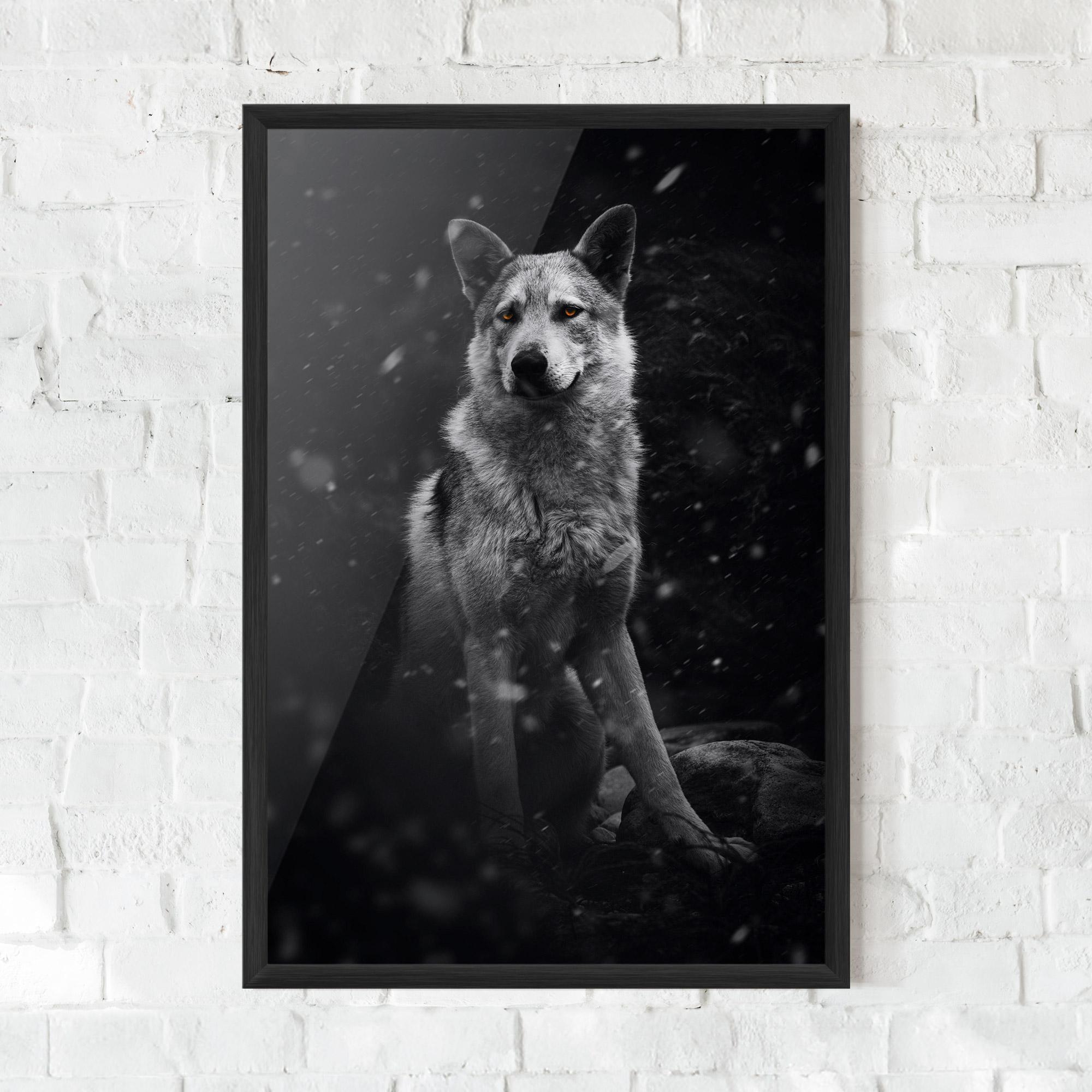 Keretezett Poszter Sitting Wolf mockup 0