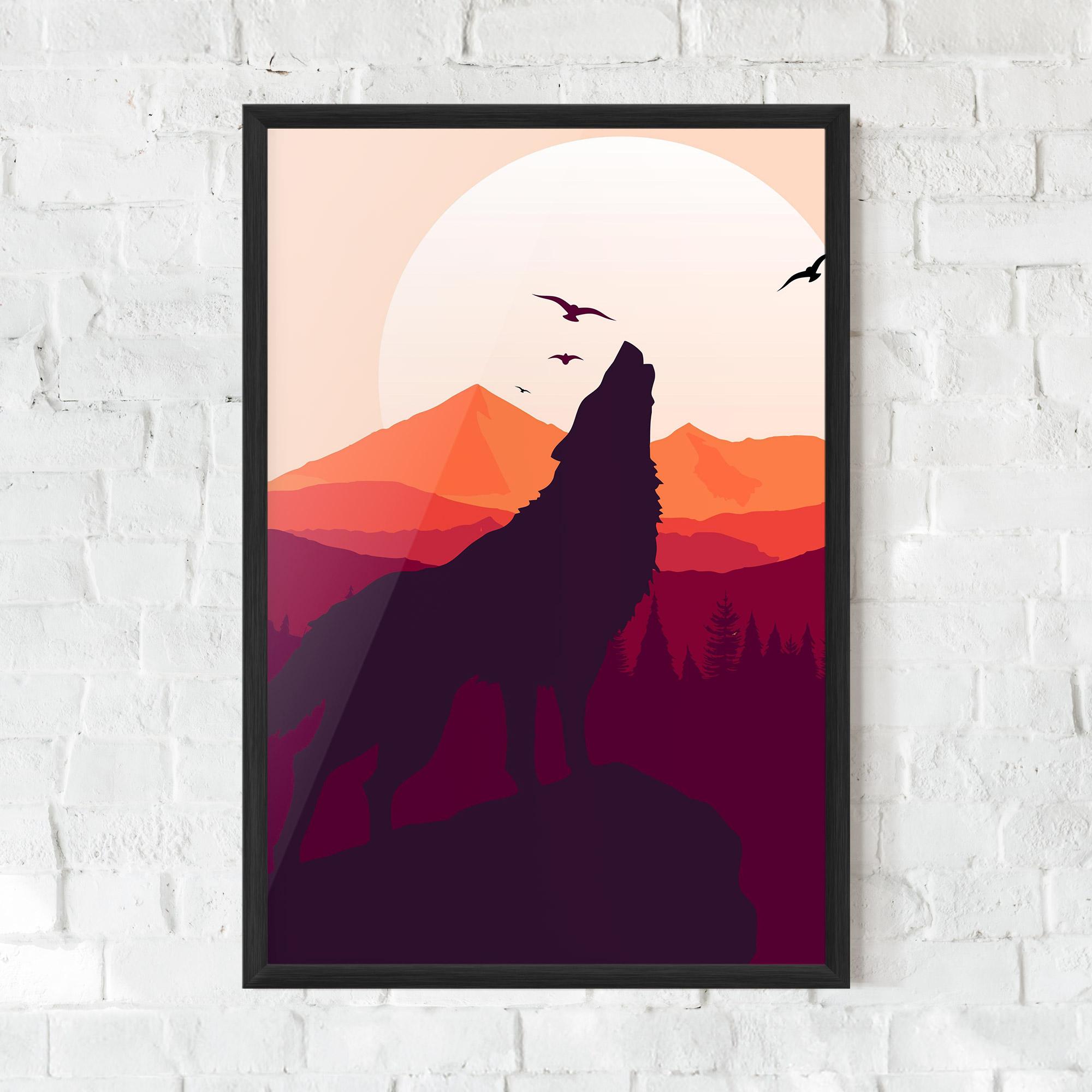 Keretezett Poszter Wolf Pink Moon mockup 0
