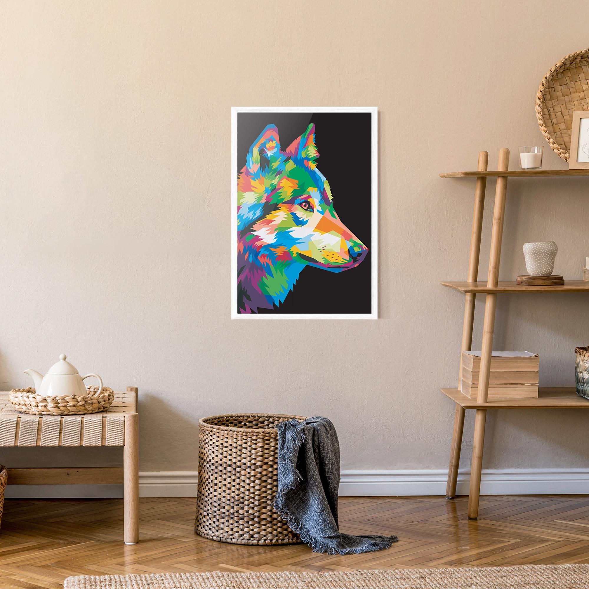 Keretezett Poszter Colorful Wolf mockup 9