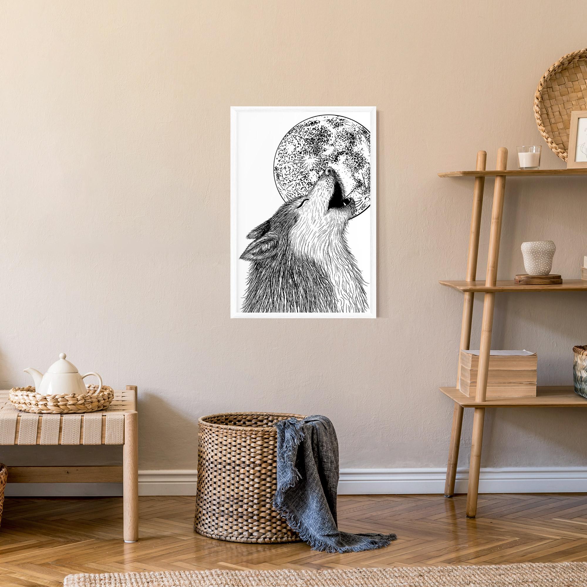 Keretezett Poszter Pretty Moon Wolf mockup 9