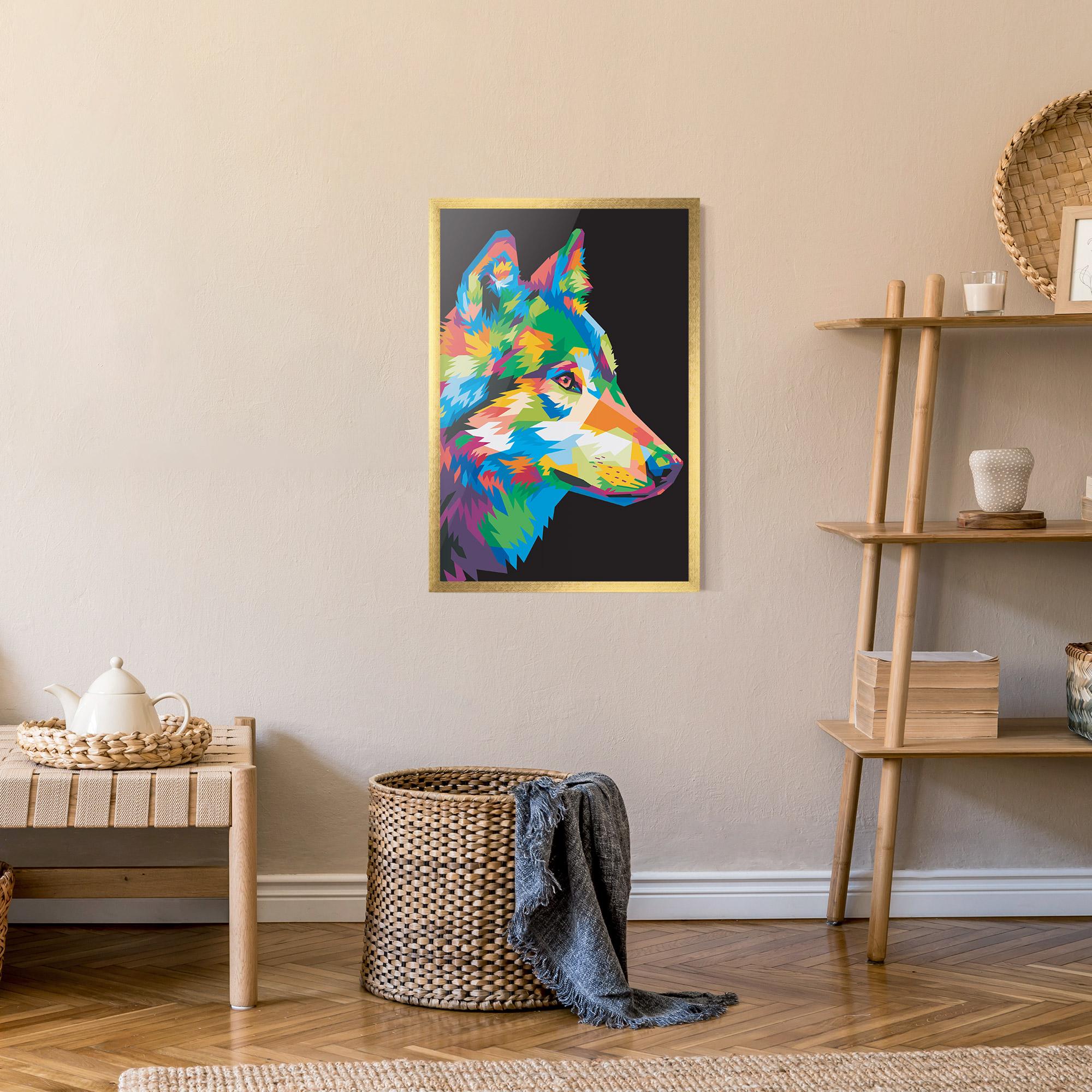 Keretezett Poszter Colorful Wolf mockup 9