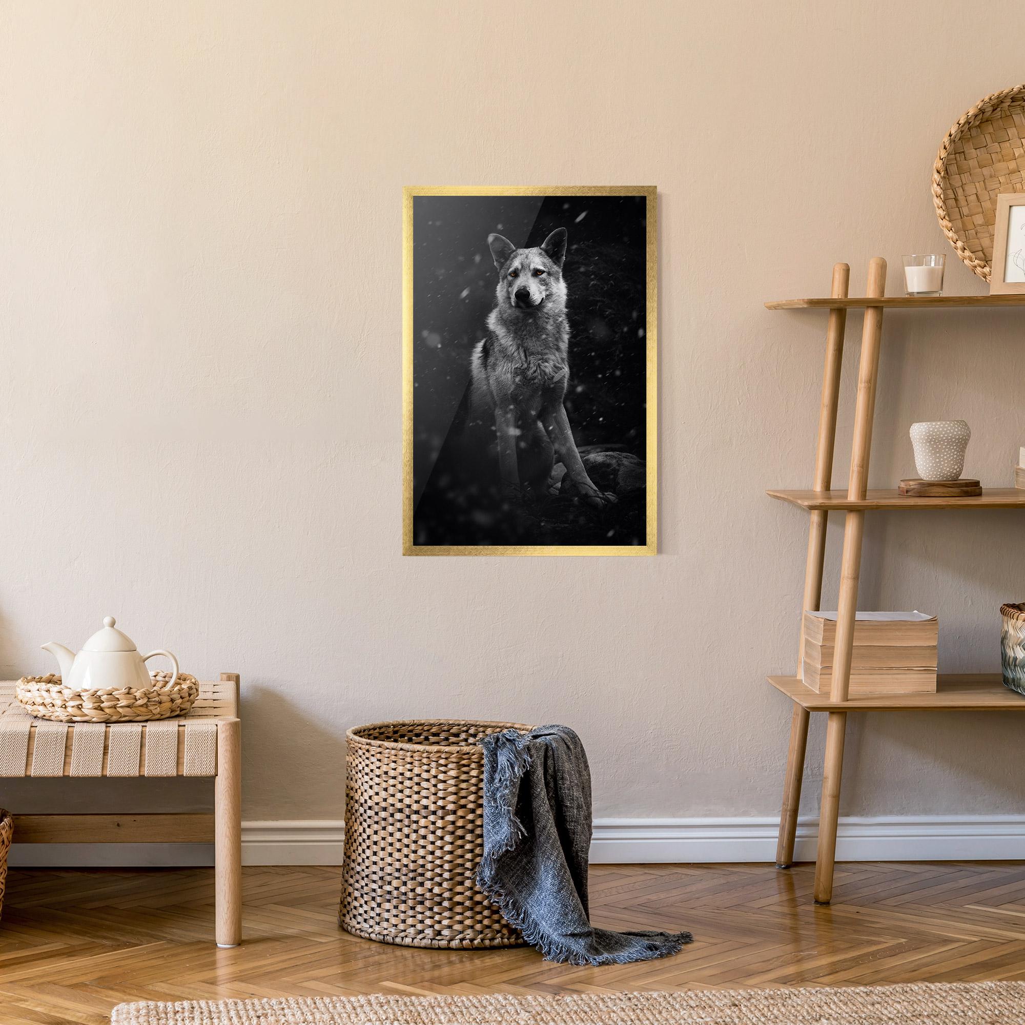 Keretezett Poszter Sitting Wolf mockup 9