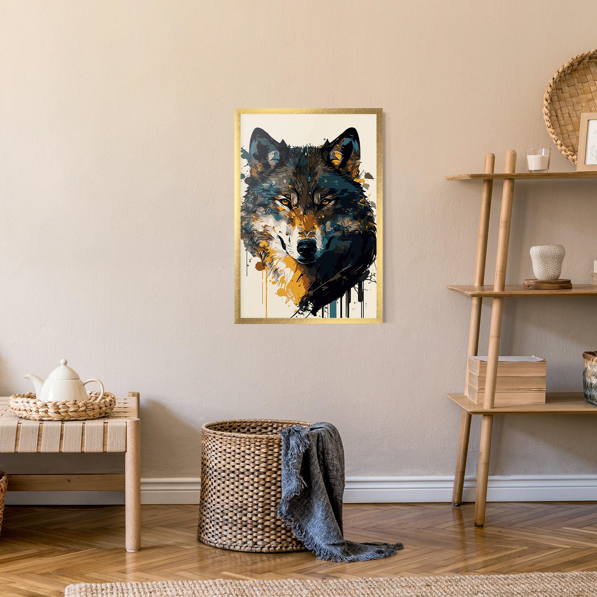 Keretezett Poszter Wolf Head Art mockup 9