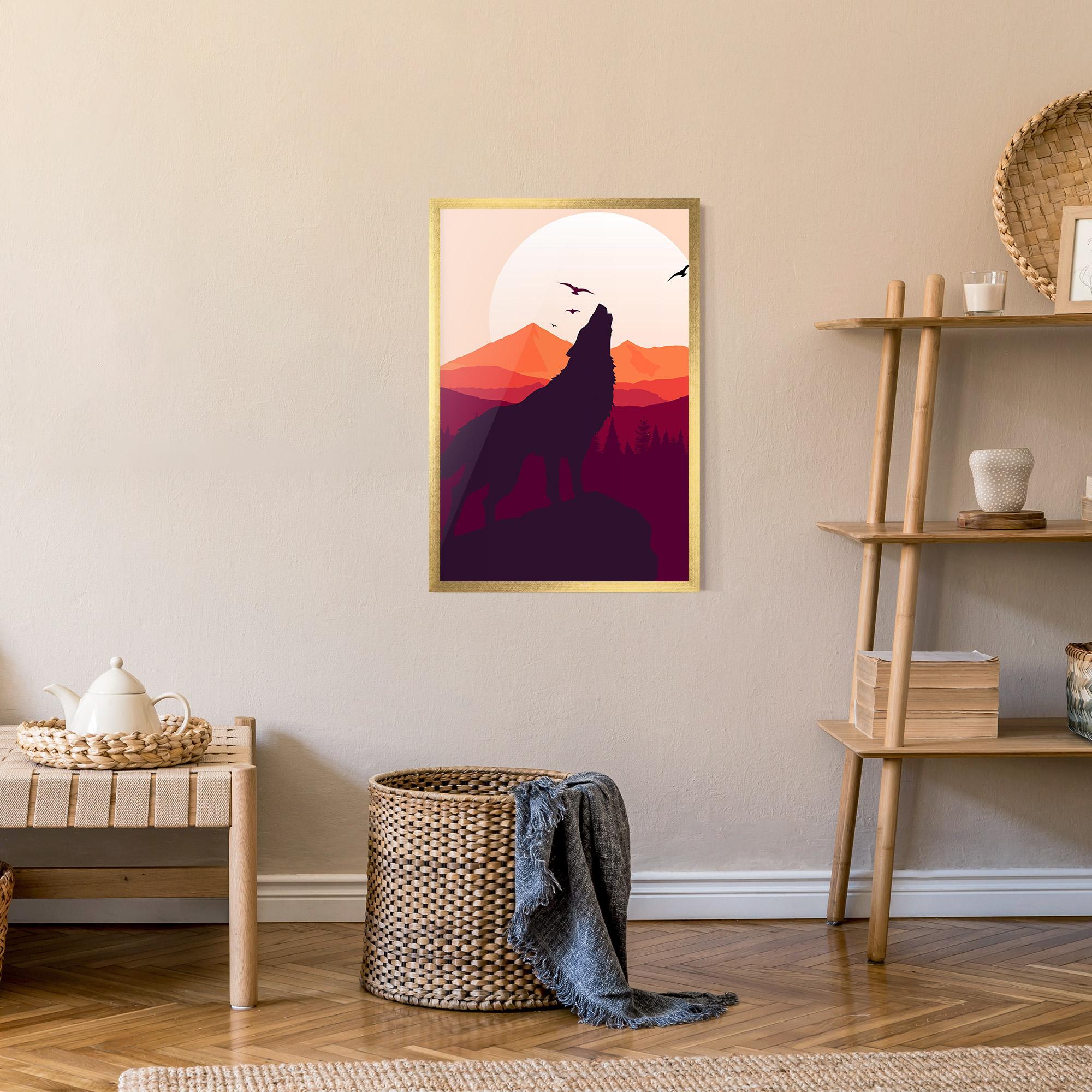 Keretezett Poszter Wolf Pink Moon mockup 9