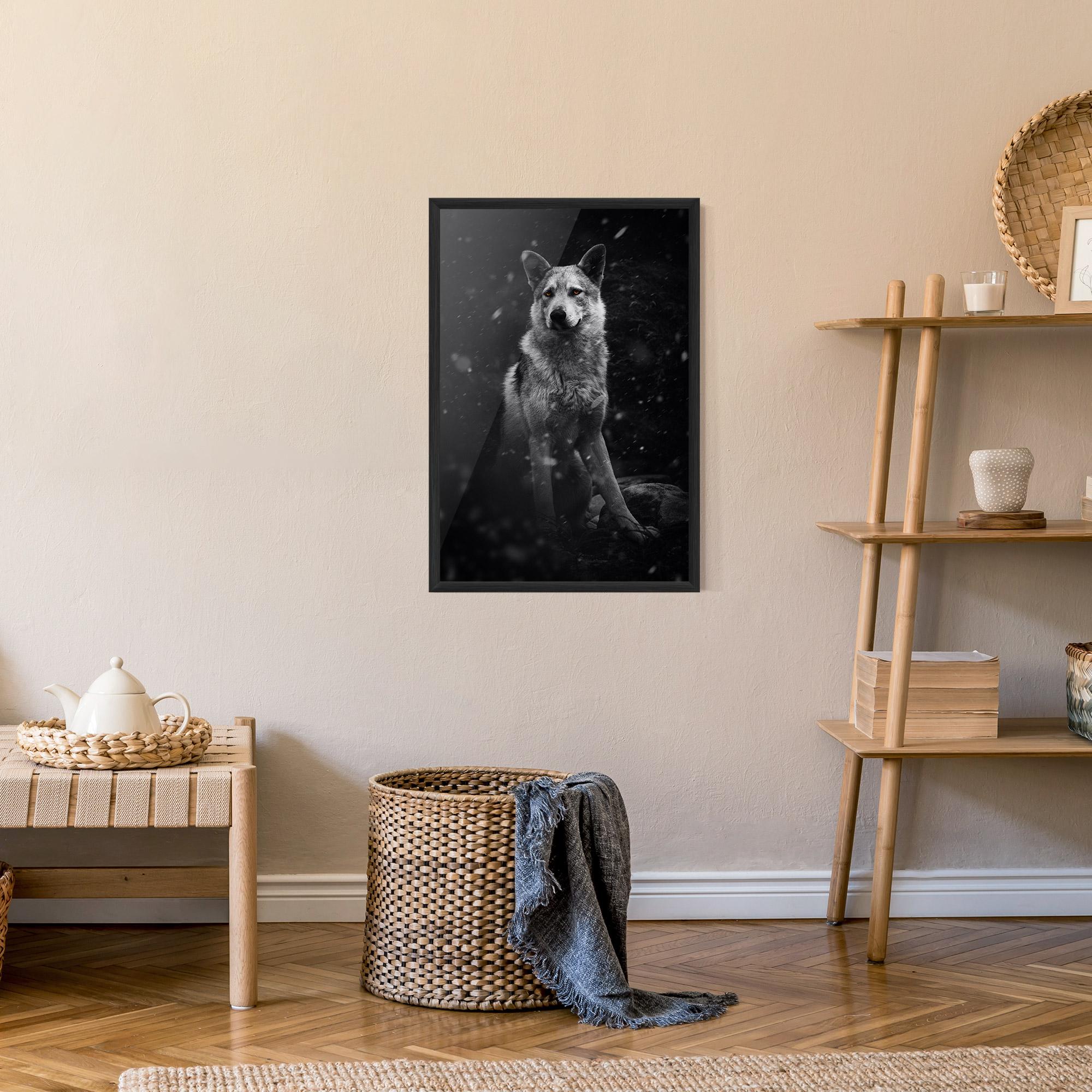Keretezett Poszter Sitting Wolf mockup 9