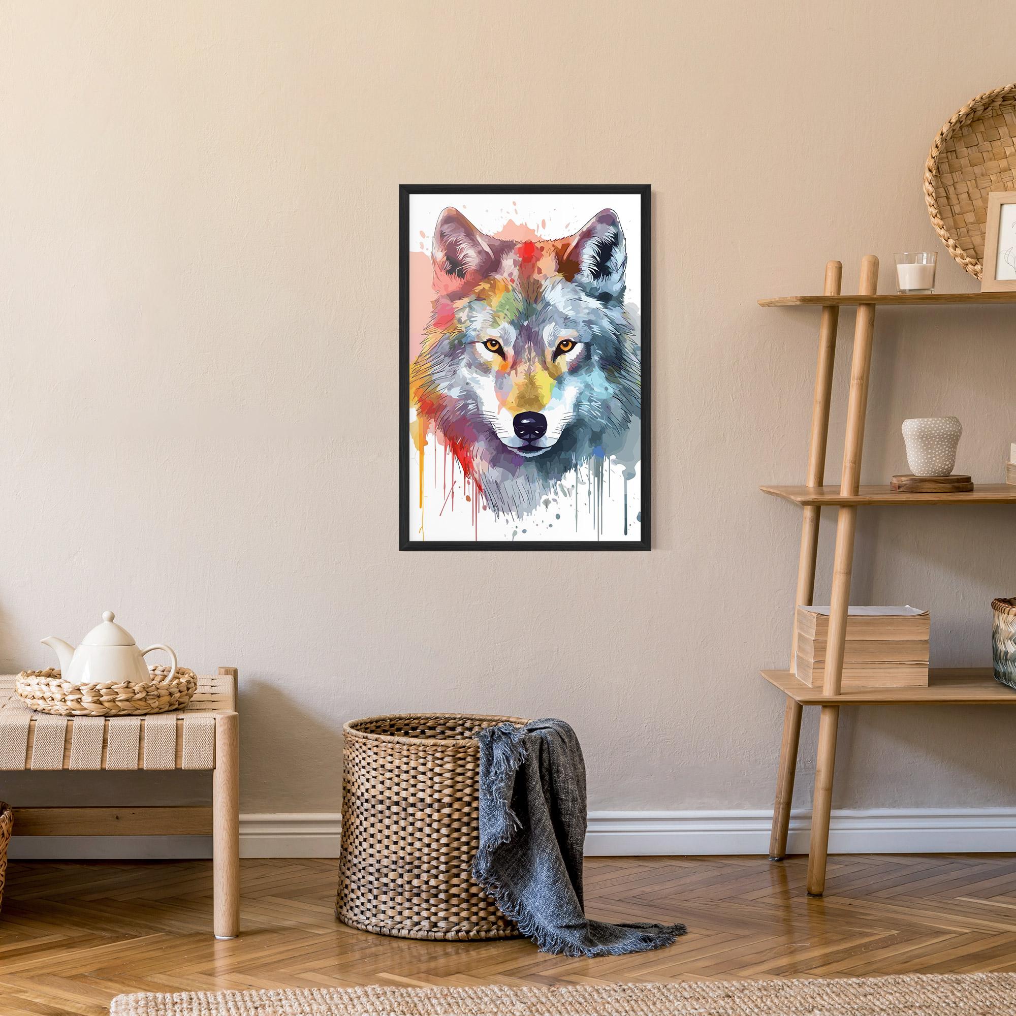 Keretezett Poszter Watercolor Wolf mockup 9