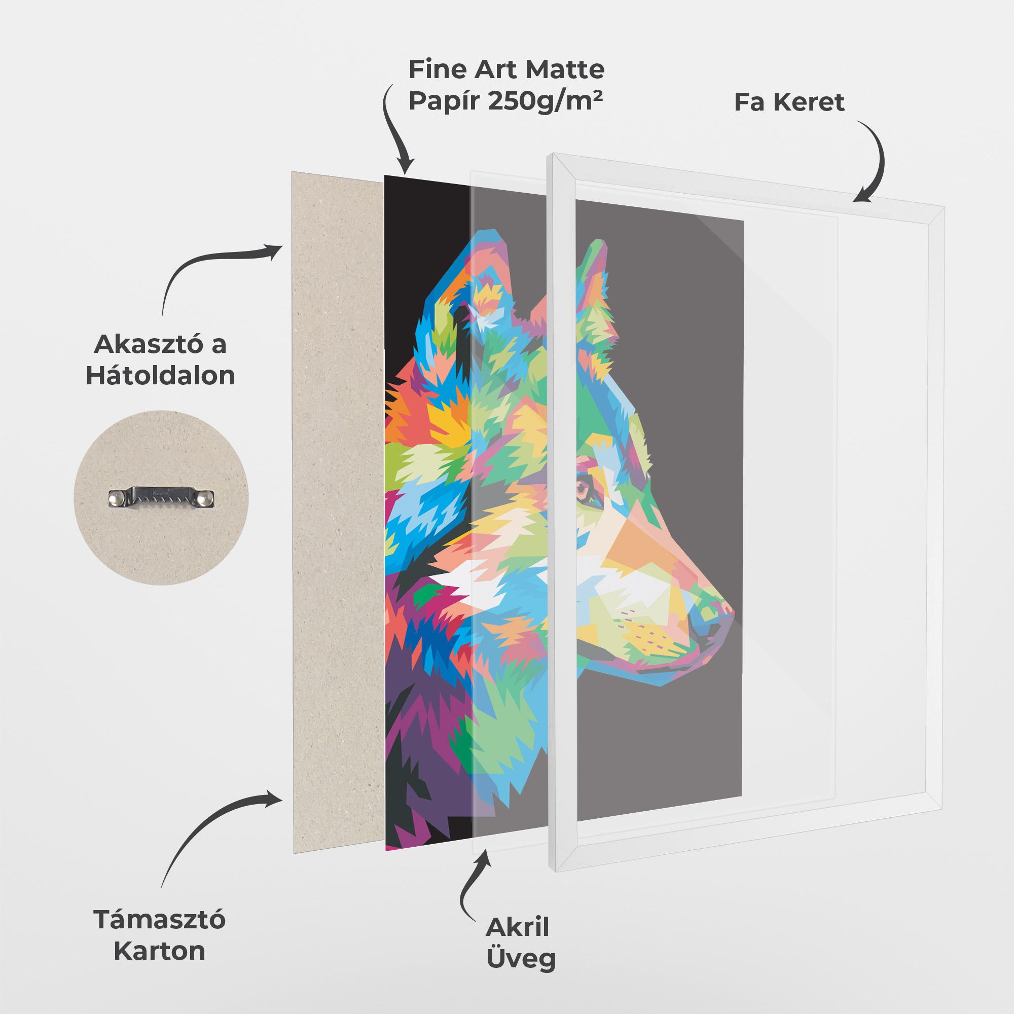 Keretezett Poszter Colorful Wolf mockup 1