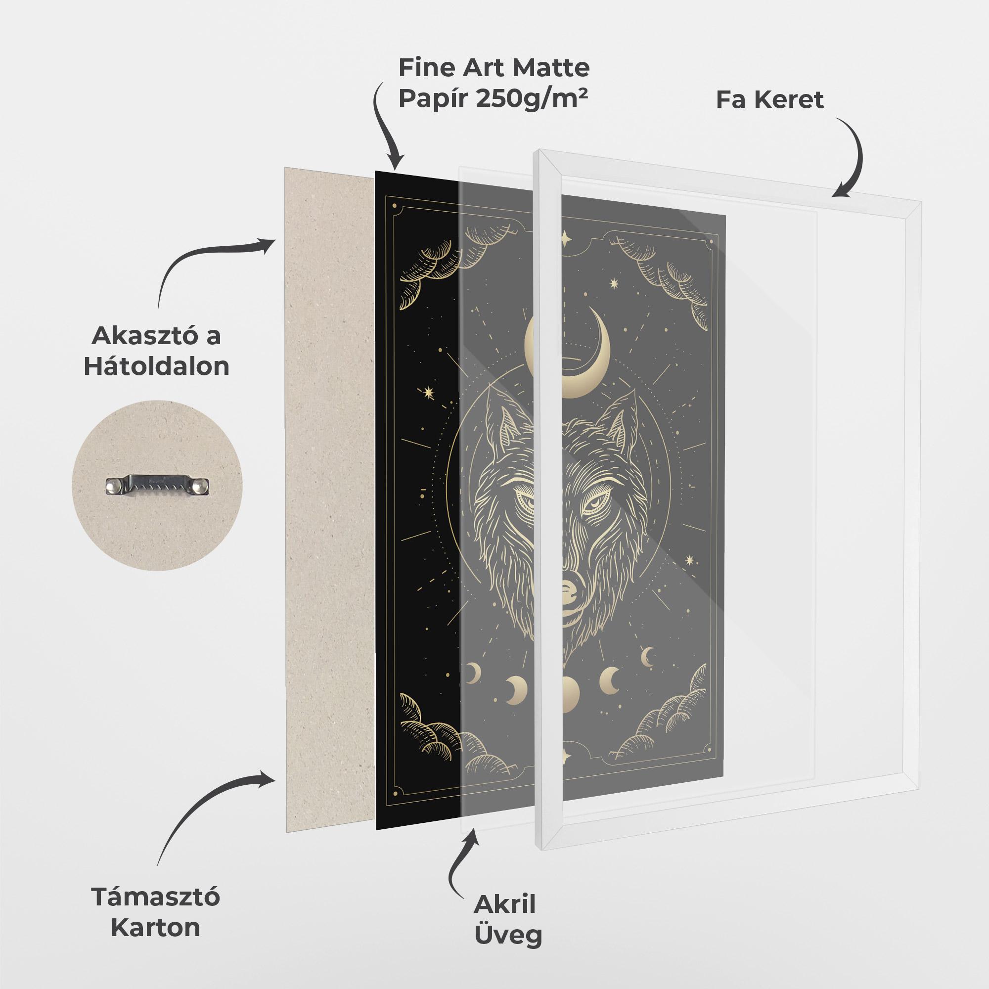 Keretezett Poszter Gold Line Wolf mockup 1